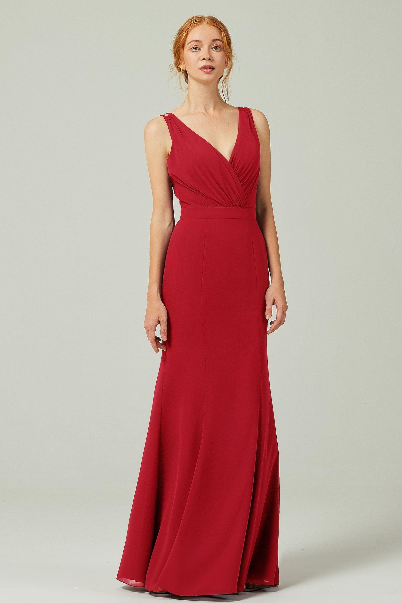Sheath-Column Floor Length Chiffon Bridesmaid Dress CB0291 - COCOMELODY