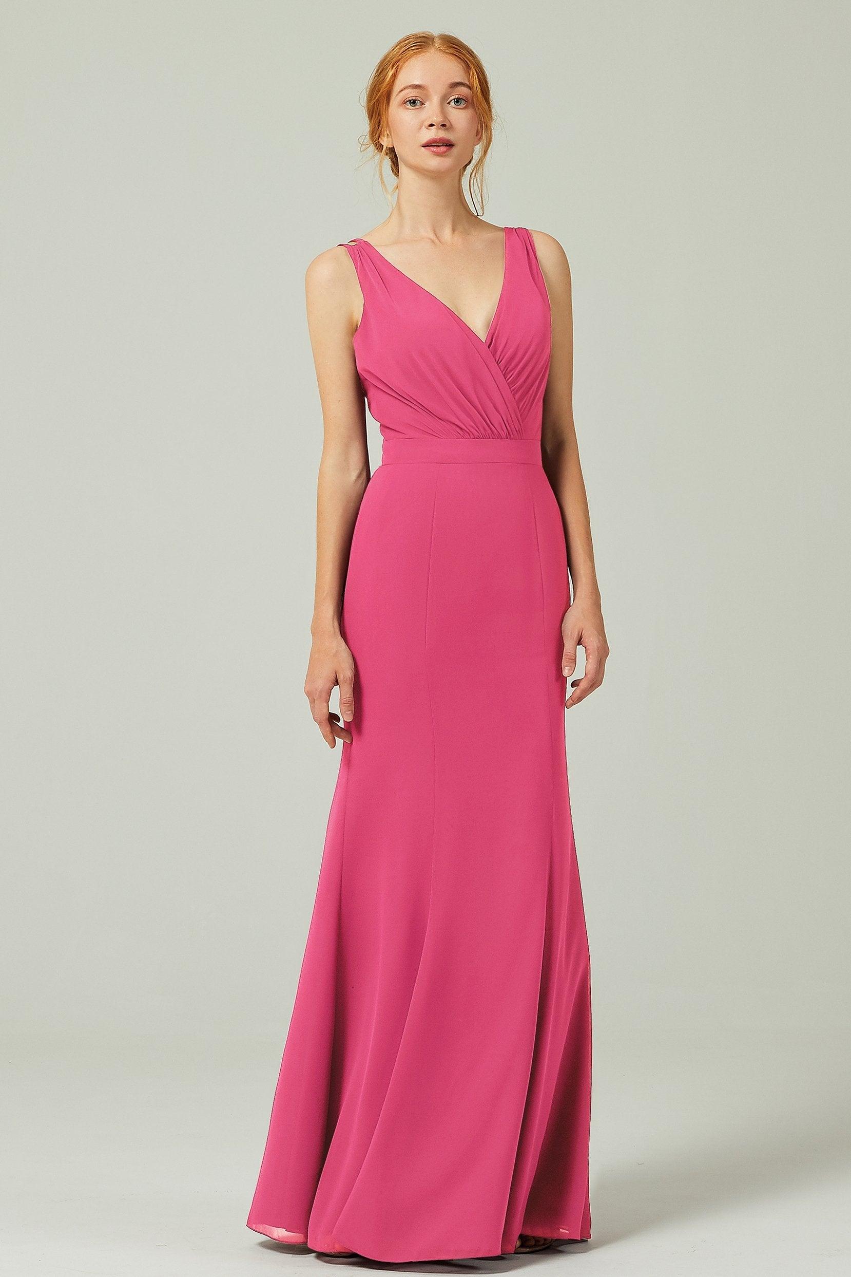 Sheath-Column Floor Length Chiffon Bridesmaid Dress CB0291 - COCOMELODY