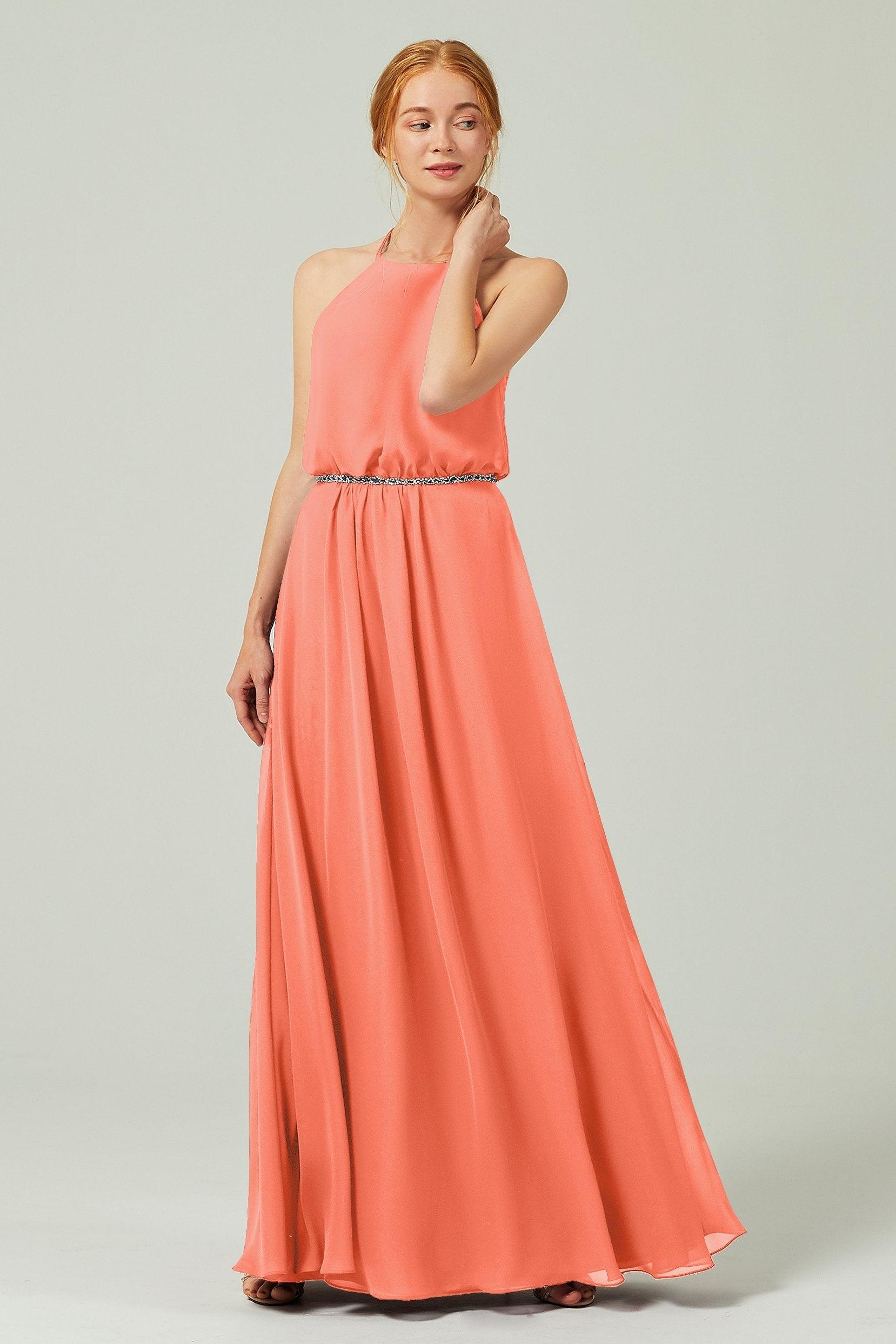 A-Line Floor Length Chiffon Bridesmaid Dress CB0292 - COCOMELODY
