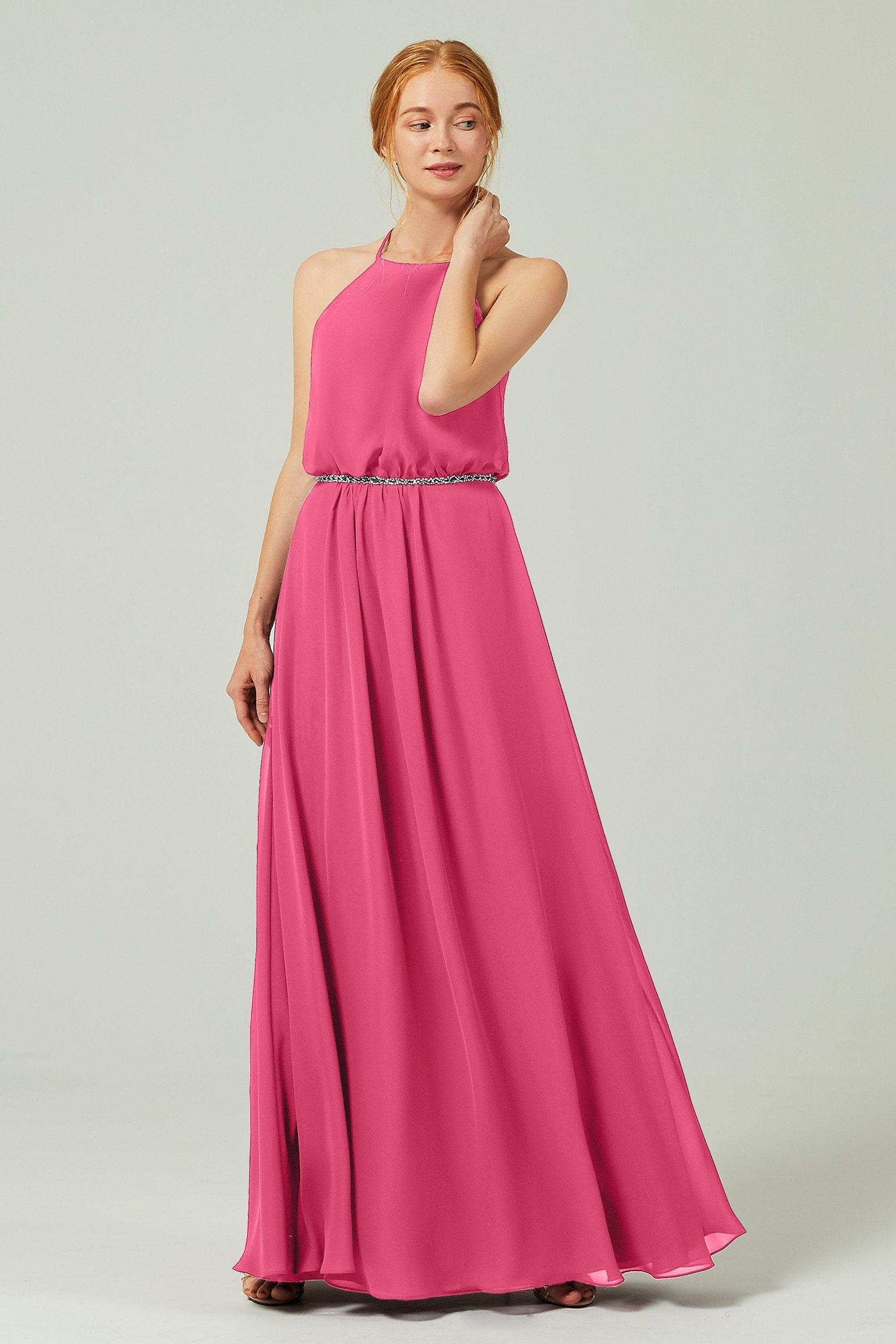 A-Line Floor Length Chiffon Bridesmaid Dress CB0292 - COCOMELODY