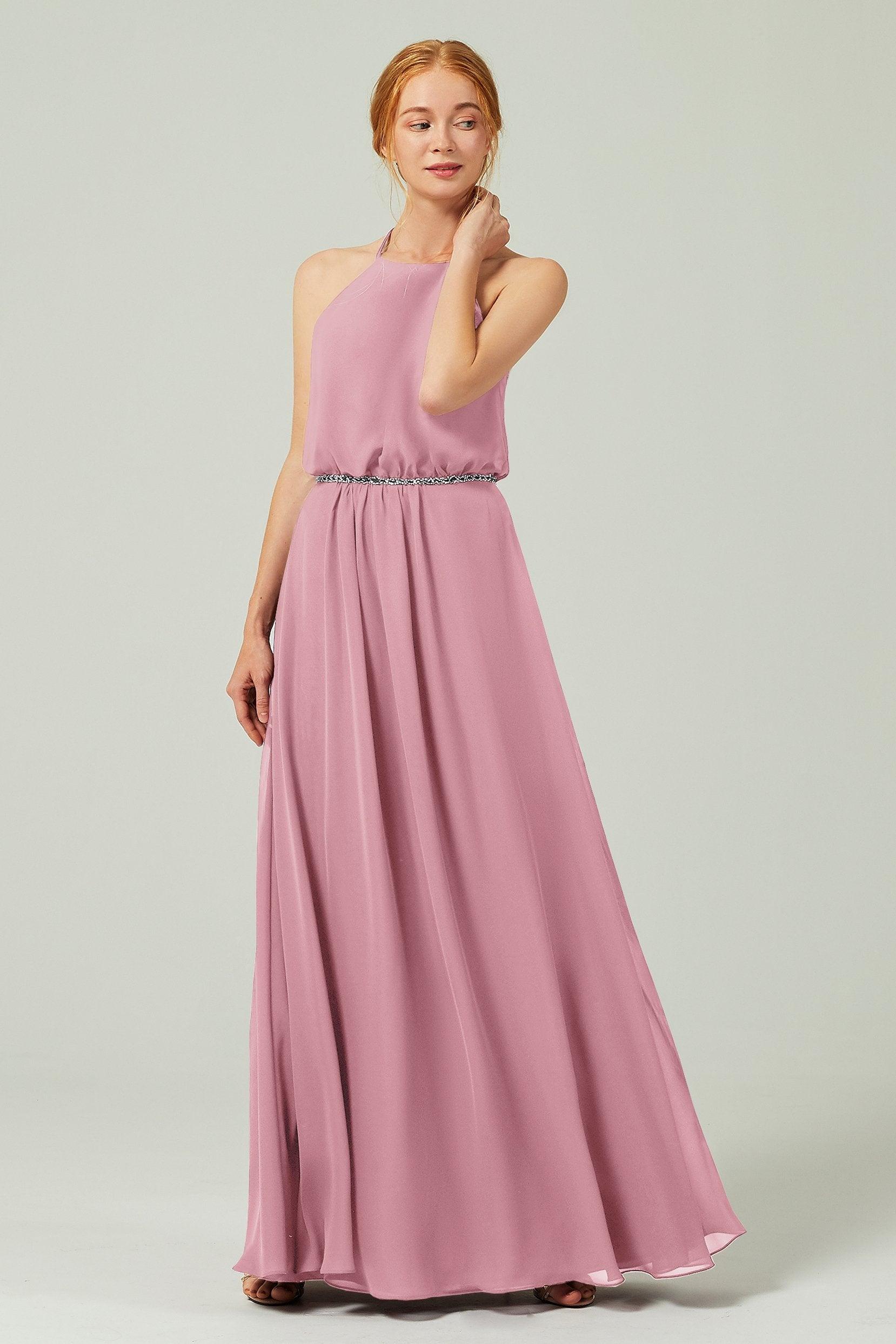 A-Line Floor Length Chiffon Bridesmaid Dress CB0292 - COCOMELODY