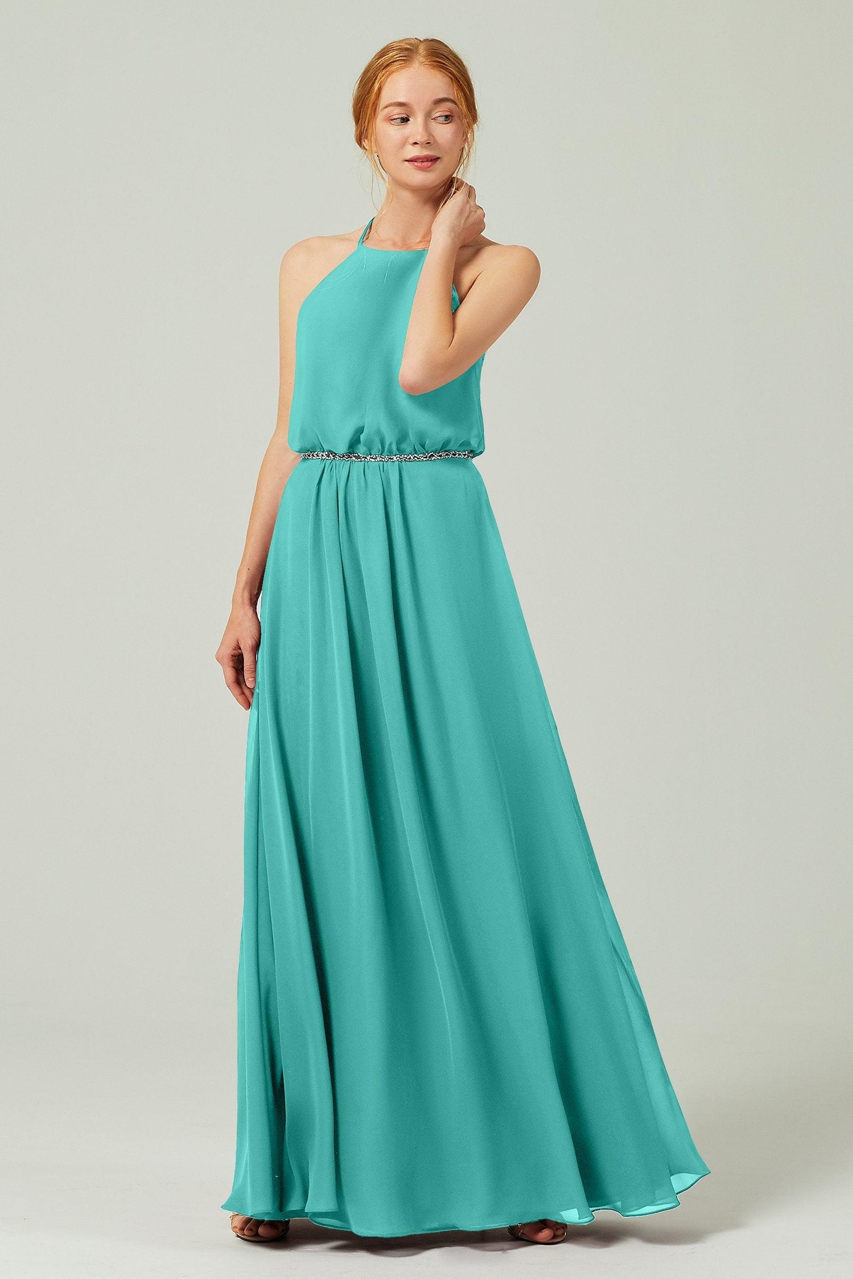 A-Line Floor Length Chiffon Bridesmaid Dress CB0292 - COCOMELODY