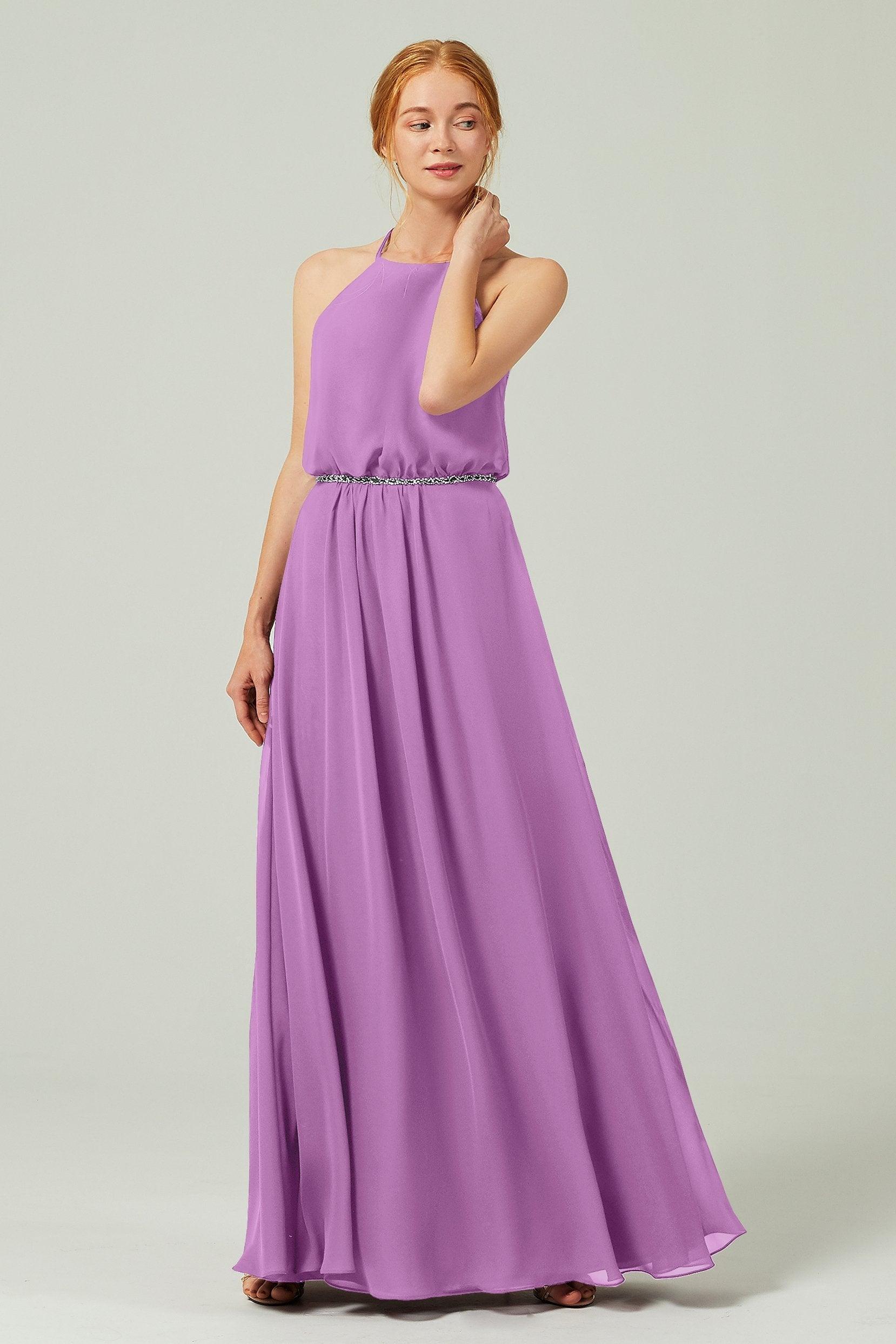 A-Line Floor Length Chiffon Bridesmaid Dress CB0292 - COCOMELODY
