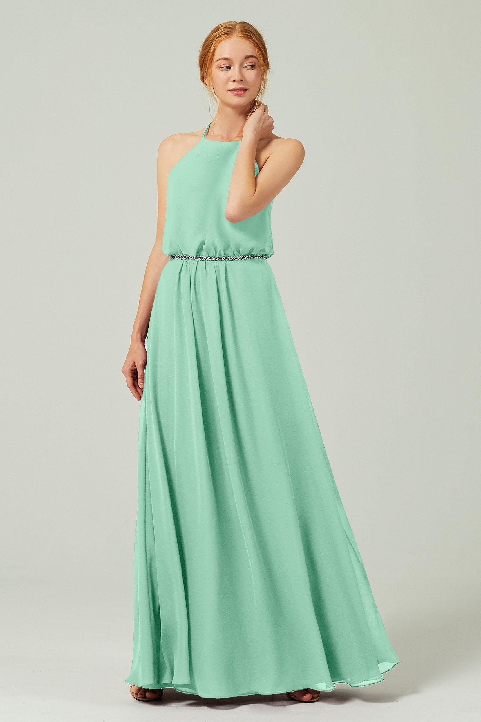 A-Line Floor Length Chiffon Bridesmaid Dress CB0292 - COCOMELODY