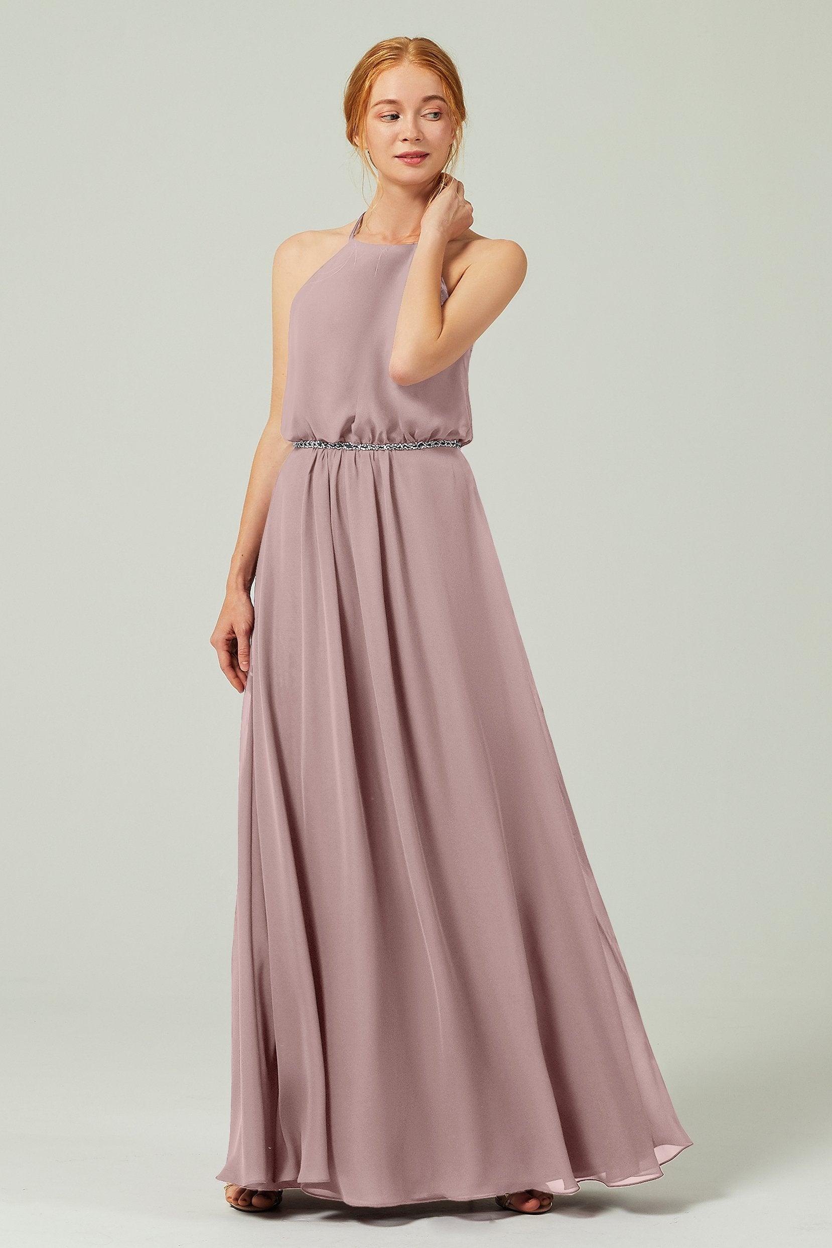A-Line Floor Length Chiffon Bridesmaid Dress CB0292 - COCOMELODY