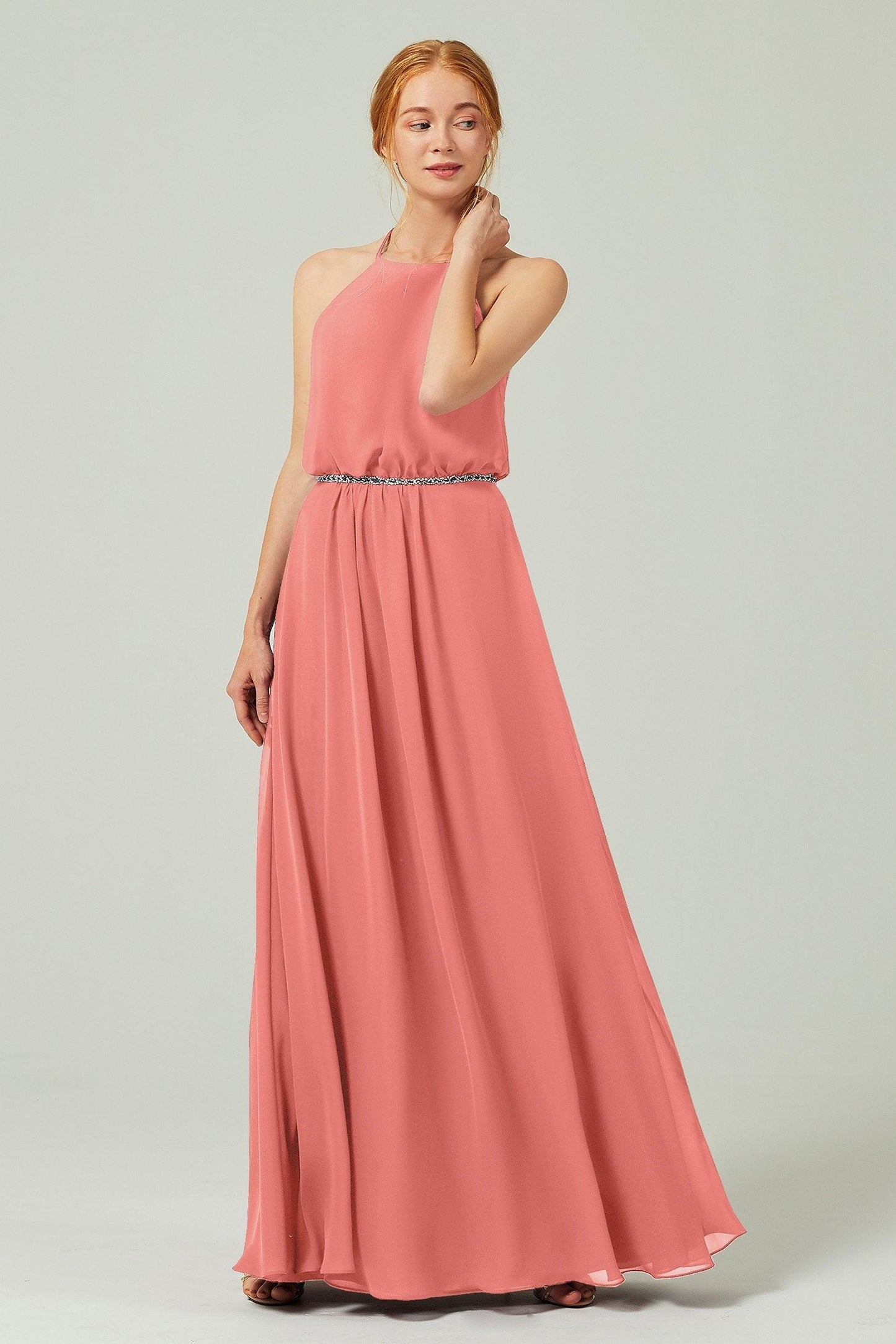 A-Line Floor Length Chiffon Bridesmaid Dress CB0292 - COCOMELODY
