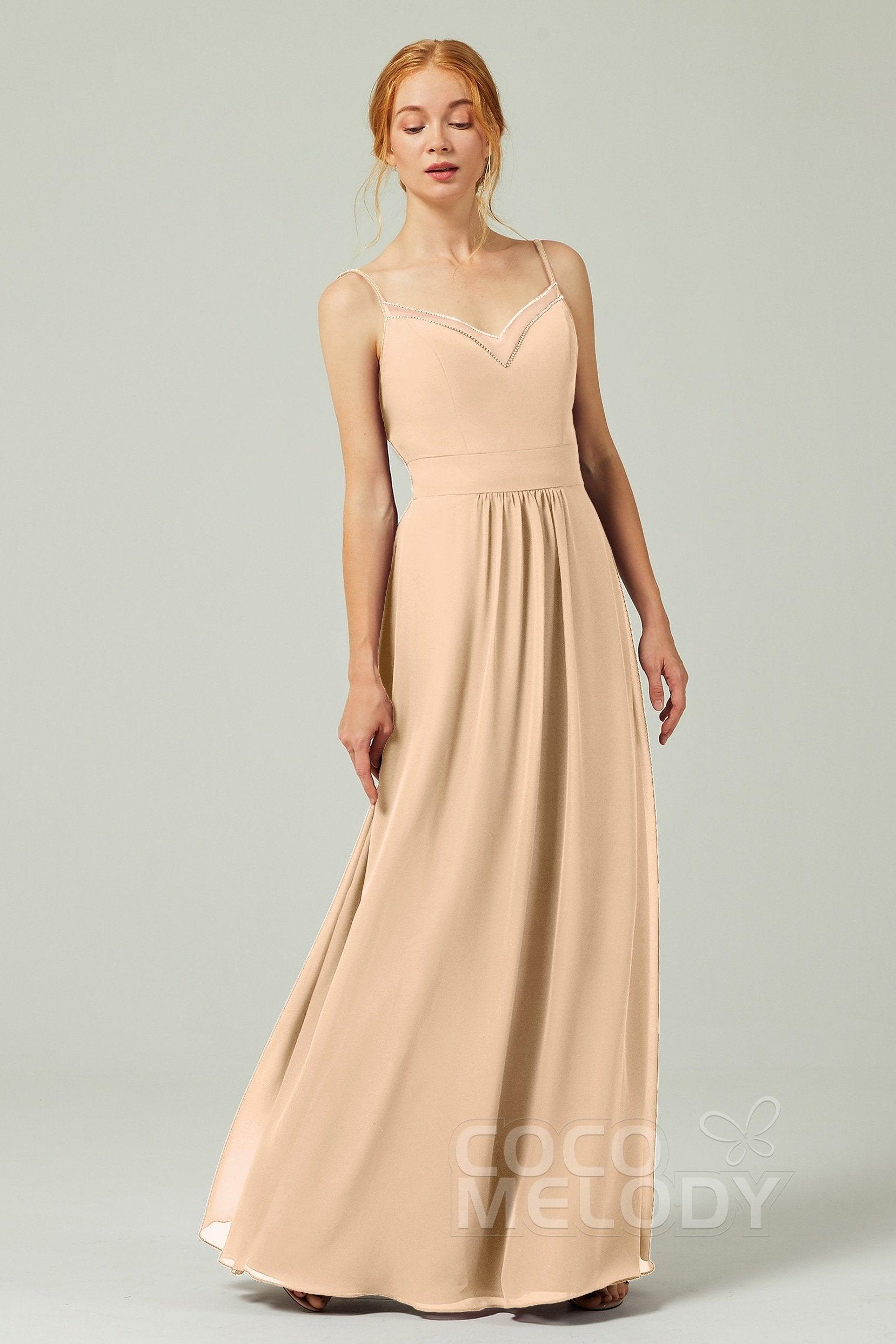 A-Line Floor Length Chiffon Bridesmaid Dress CB0293 - COCOMELODY