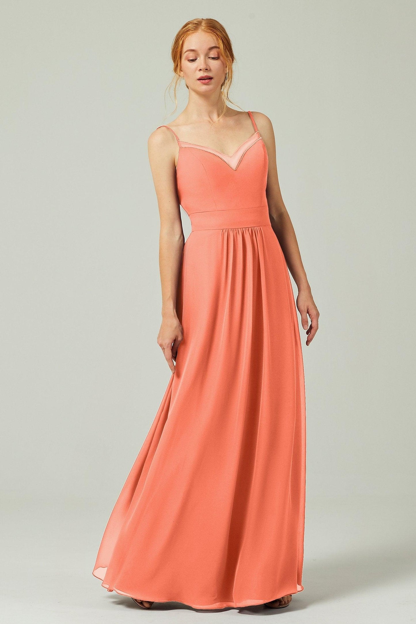 A-Line Floor Length Chiffon Bridesmaid Dress CB0293 - COCOMELODY