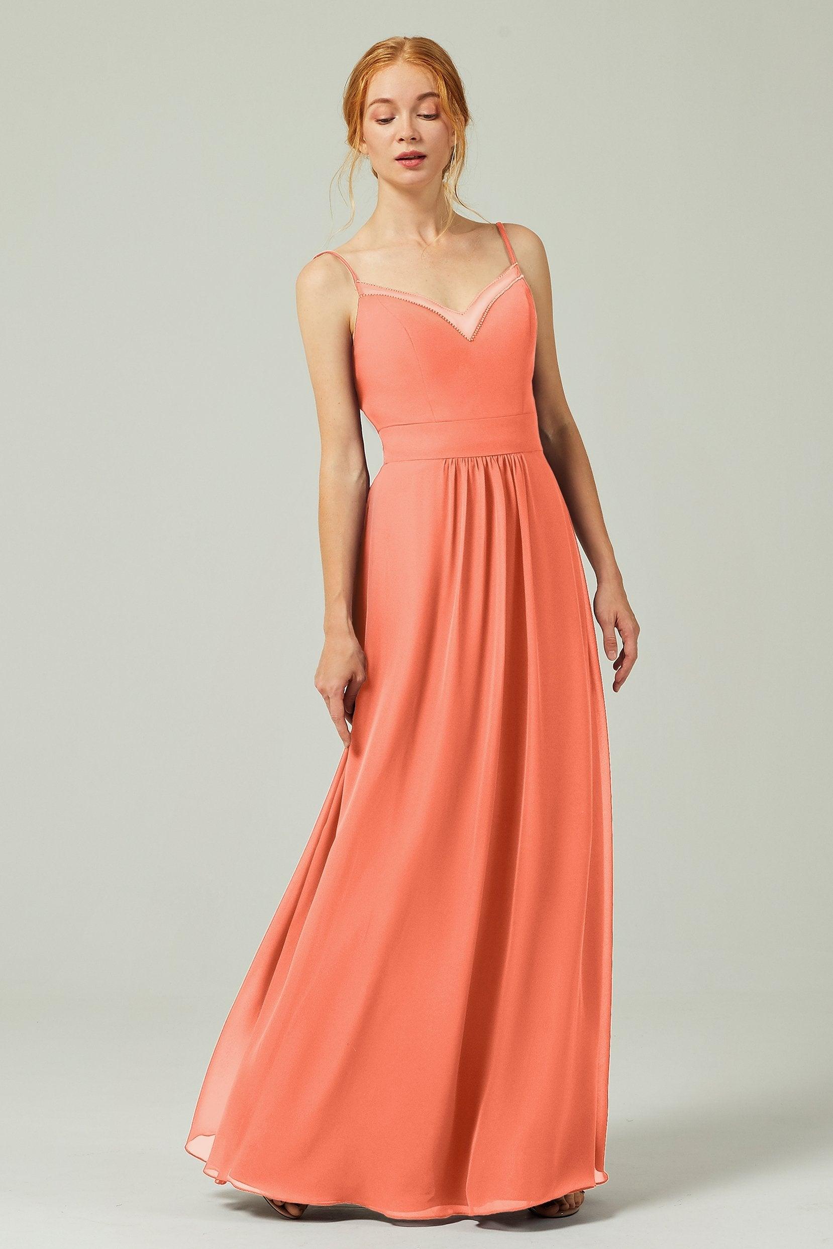 A-Line Floor Length Chiffon Bridesmaid Dress CB0293 - COCOMELODY