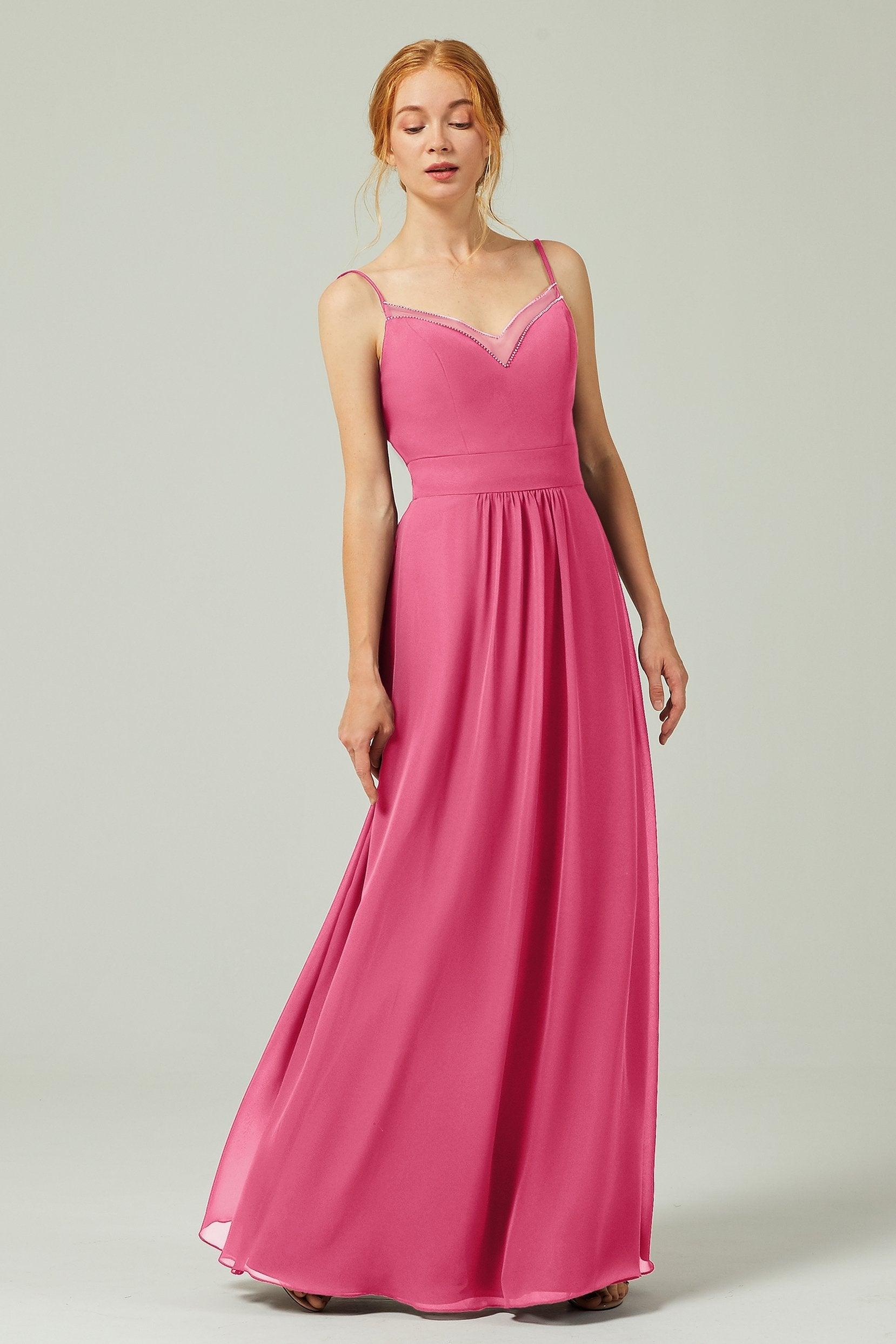 A-Line Floor Length Chiffon Bridesmaid Dress CB0293 - COCOMELODY