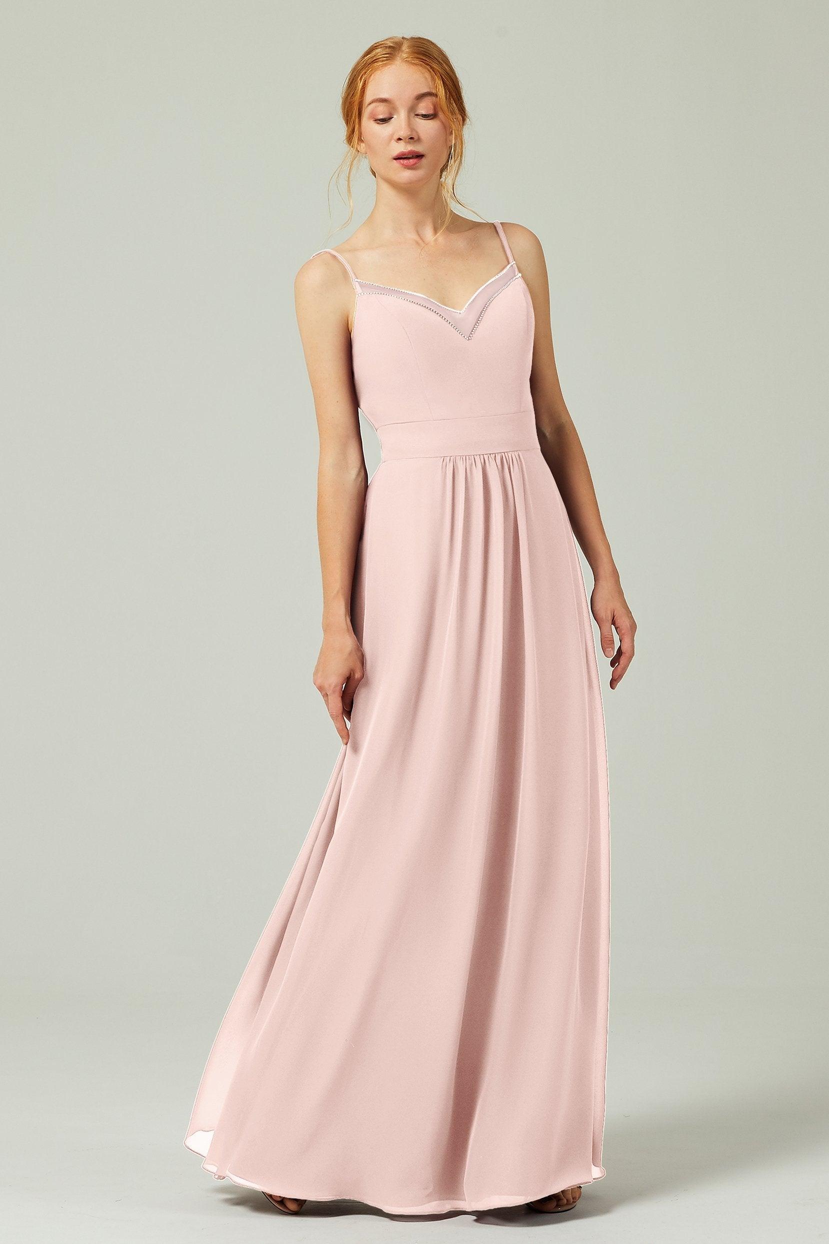 A-Line Floor Length Chiffon Bridesmaid Dress CB0293 - COCOMELODY
