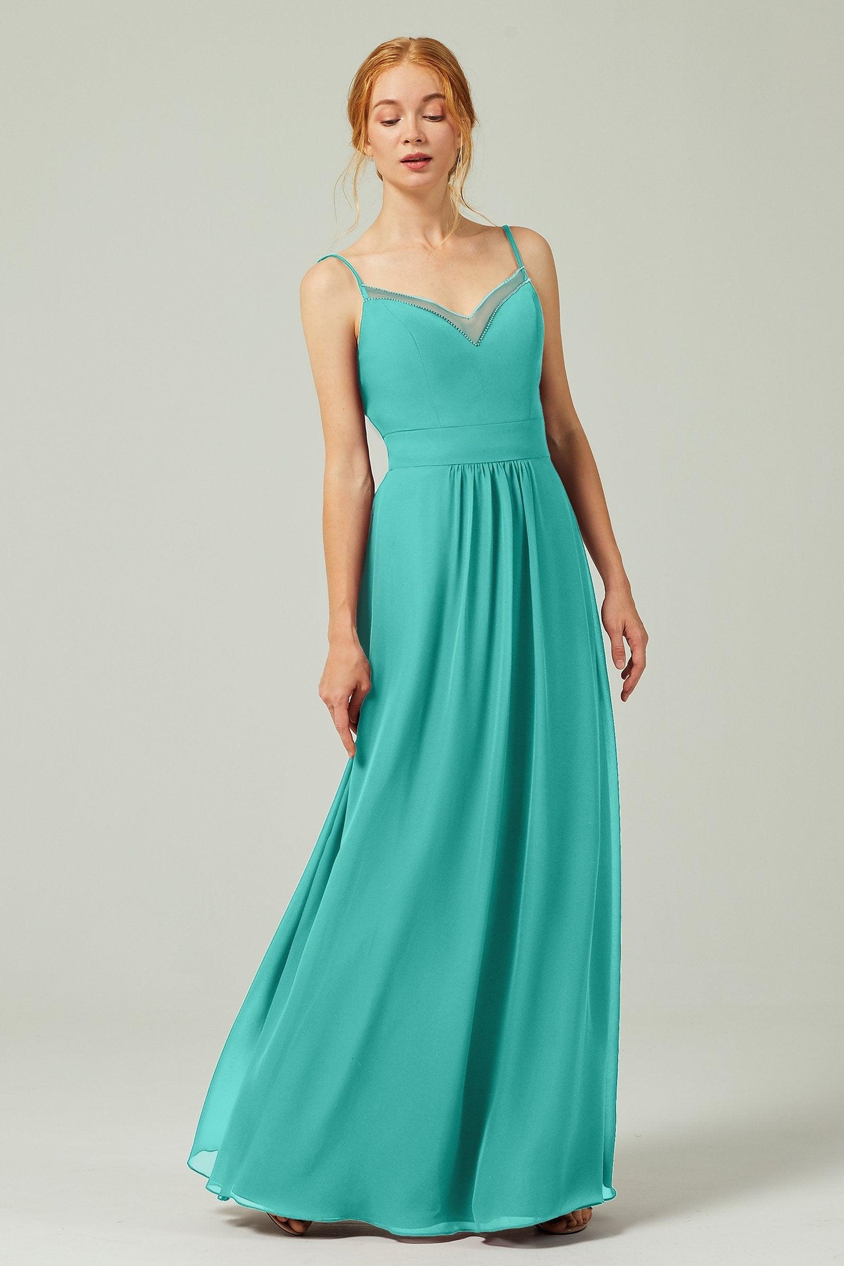A-Line Floor Length Chiffon Bridesmaid Dress CB0293 - COCOMELODY