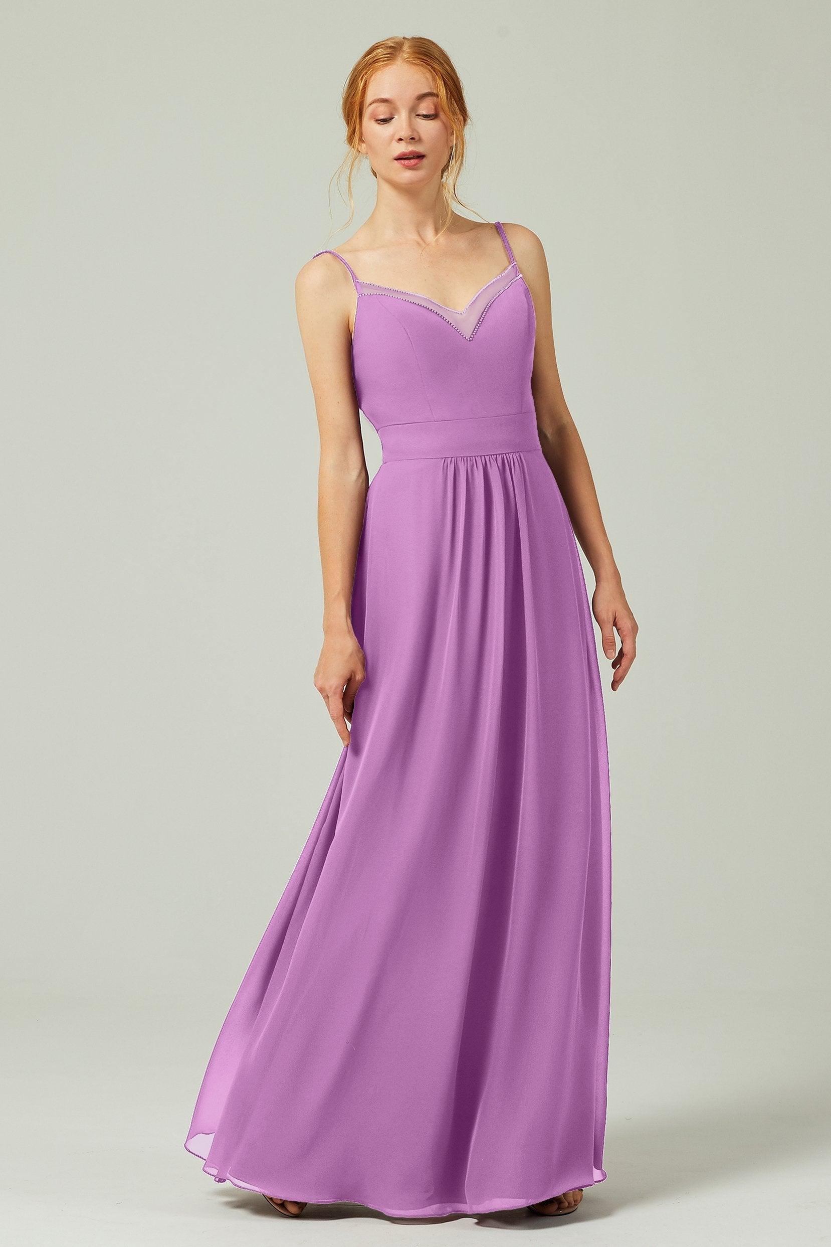 A-Line Floor Length Chiffon Bridesmaid Dress CB0293 - COCOMELODY