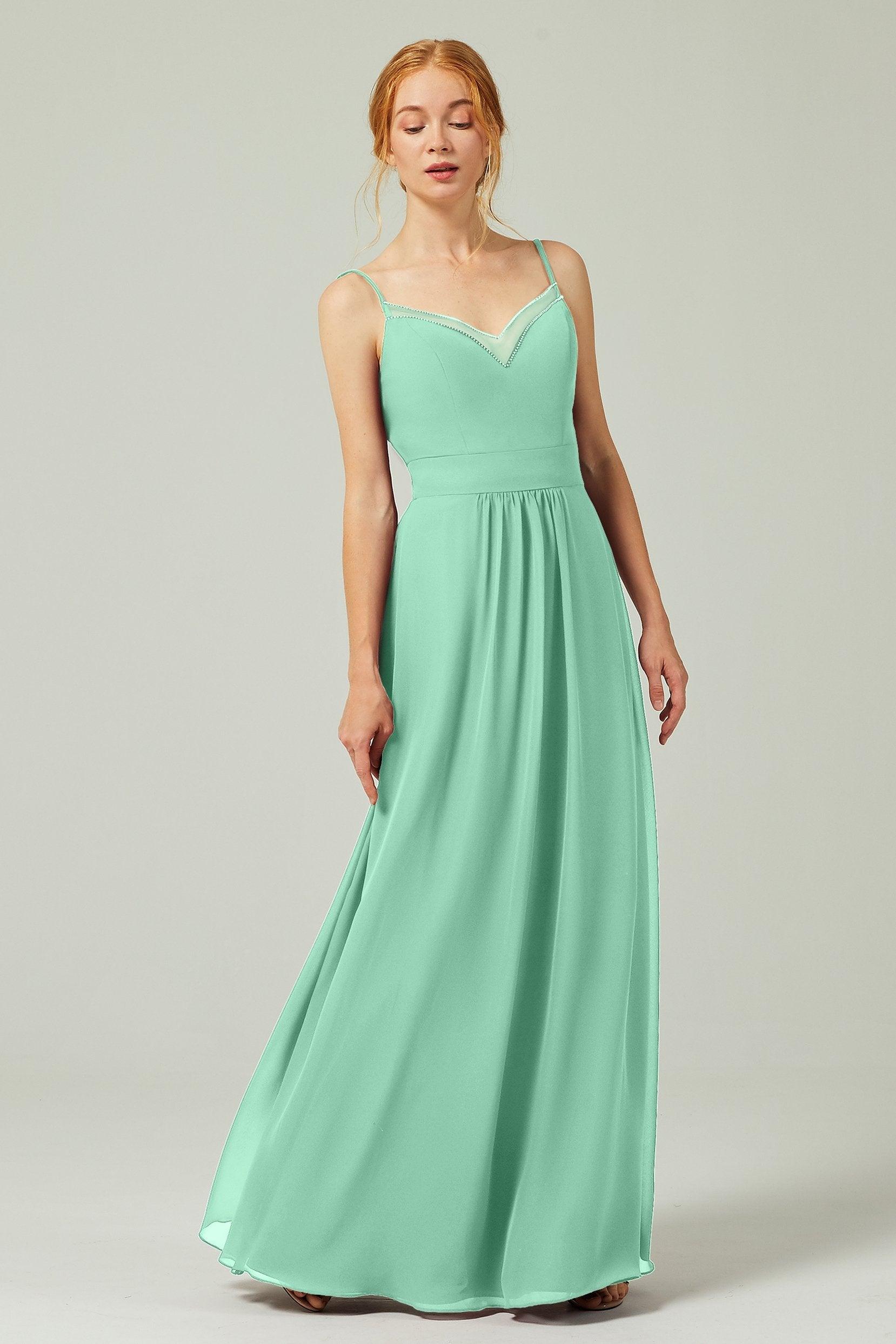 A-Line Floor Length Chiffon Bridesmaid Dress CB0293 - COCOMELODY