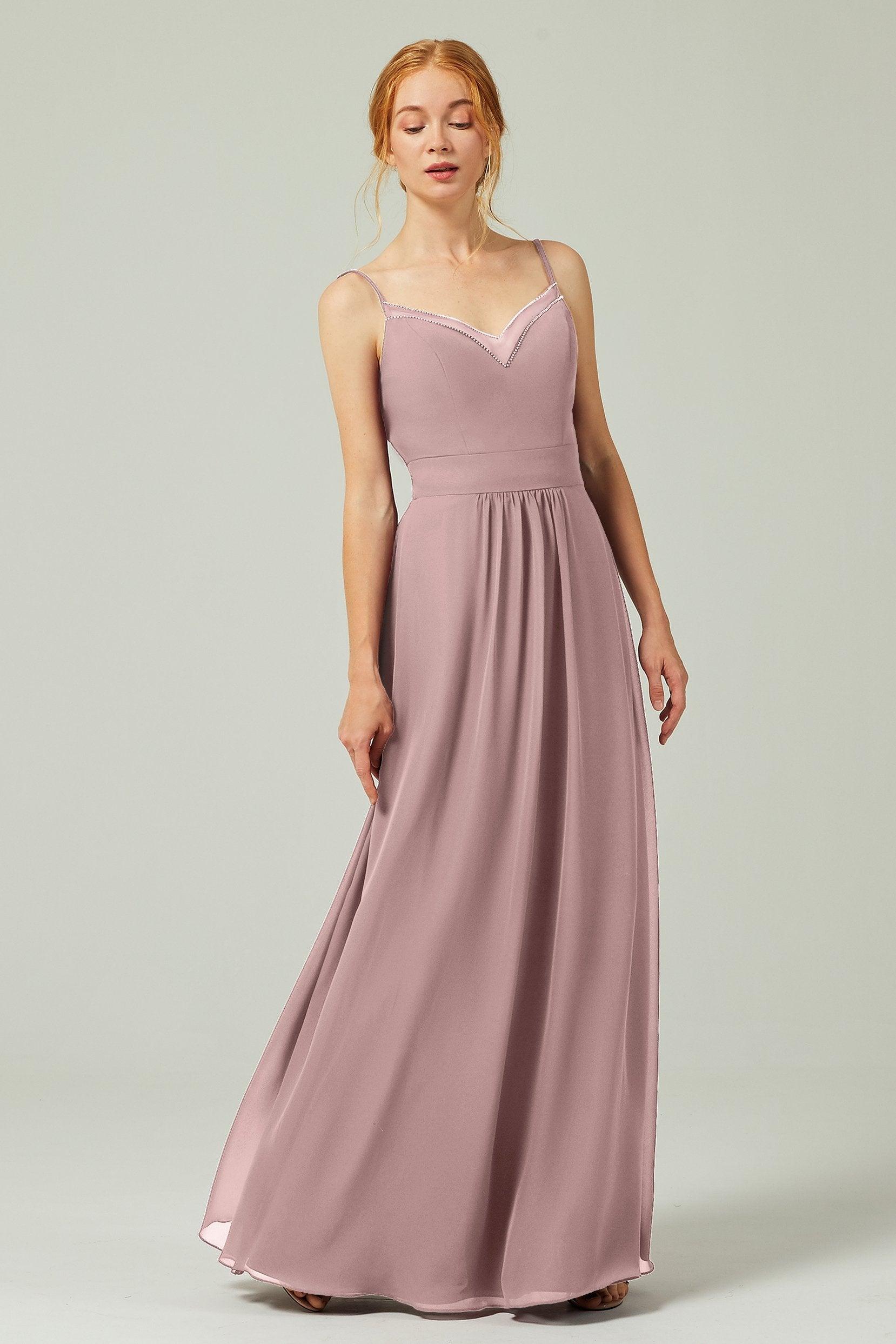 A-Line Floor Length Chiffon Bridesmaid Dress CB0293 - COCOMELODY