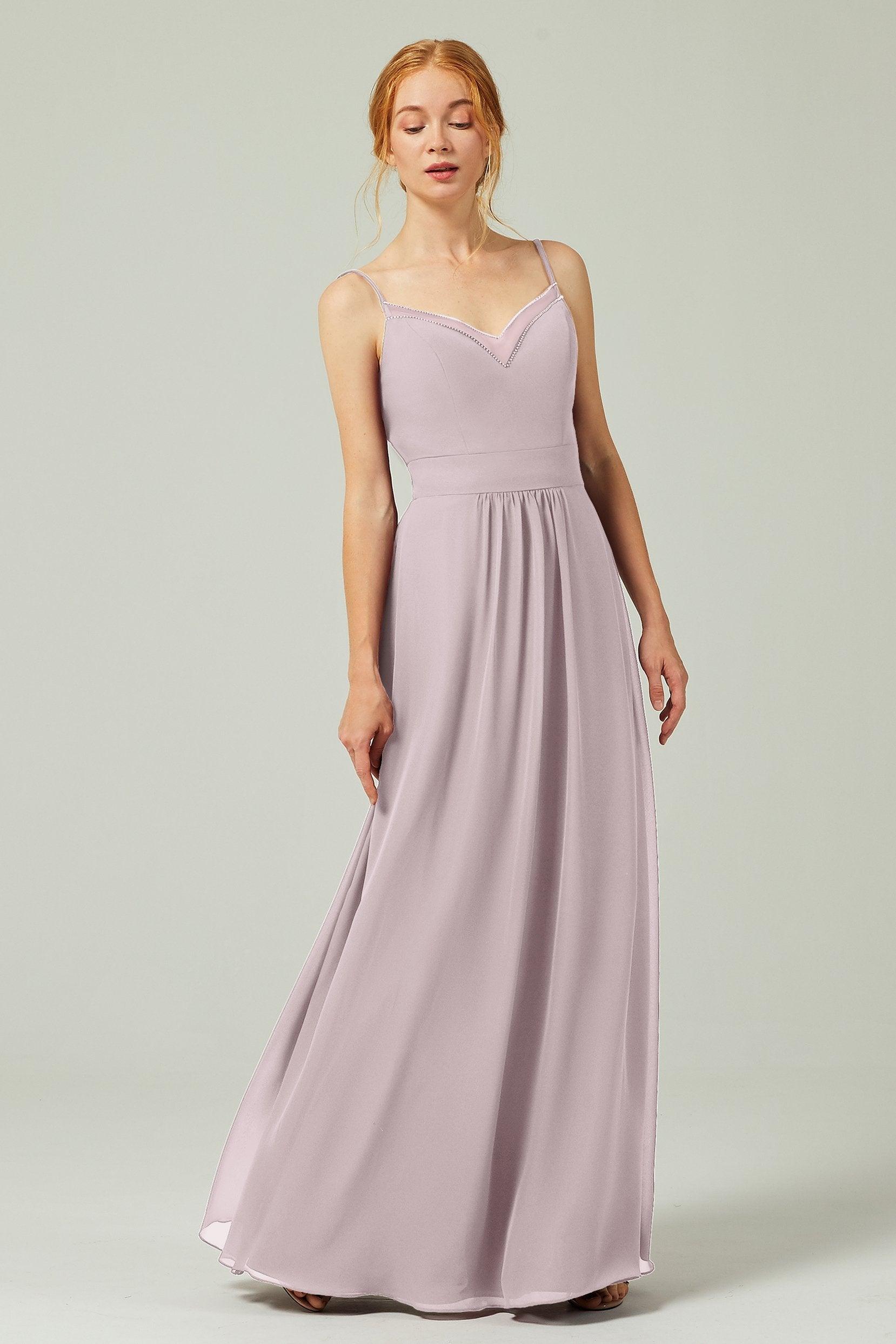 A-Line Floor Length Chiffon Bridesmaid Dress CB0293 - COCOMELODY