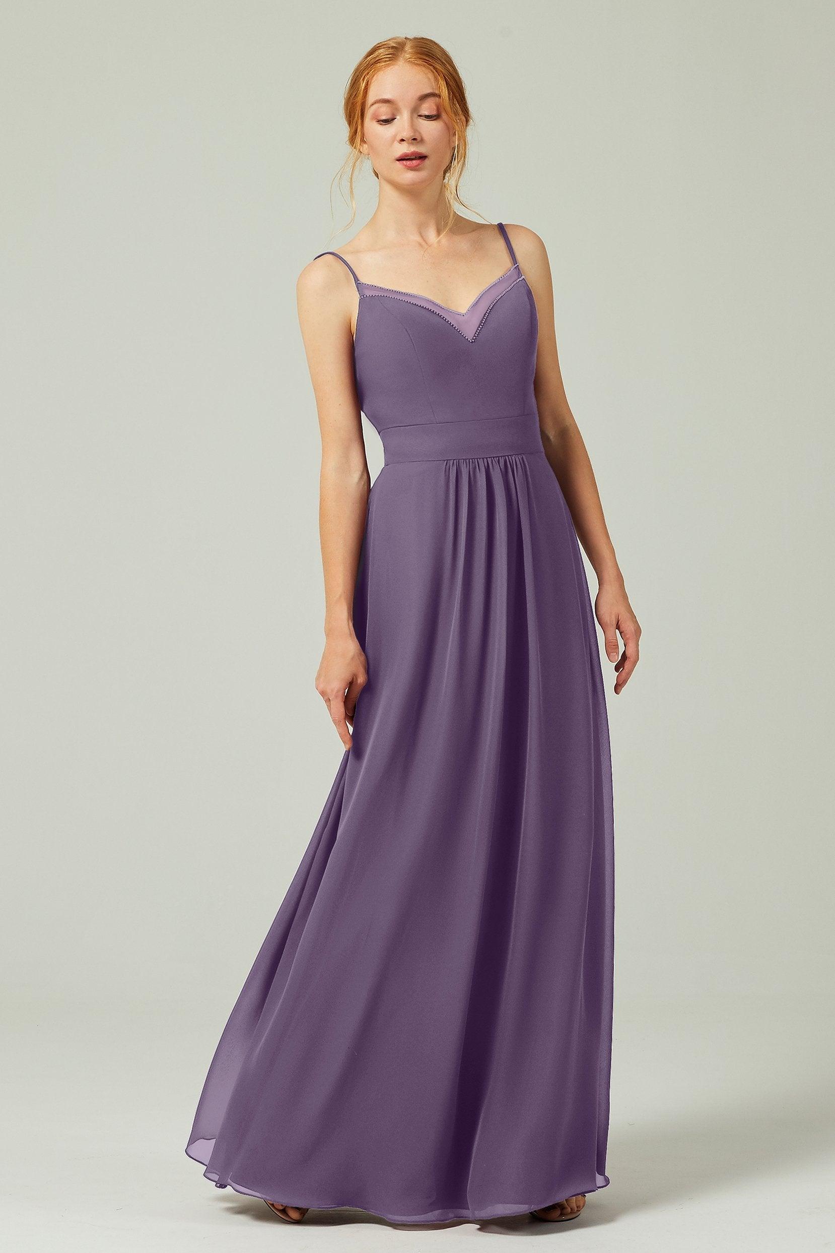 A-Line Floor Length Chiffon Bridesmaid Dress CB0293 - COCOMELODY