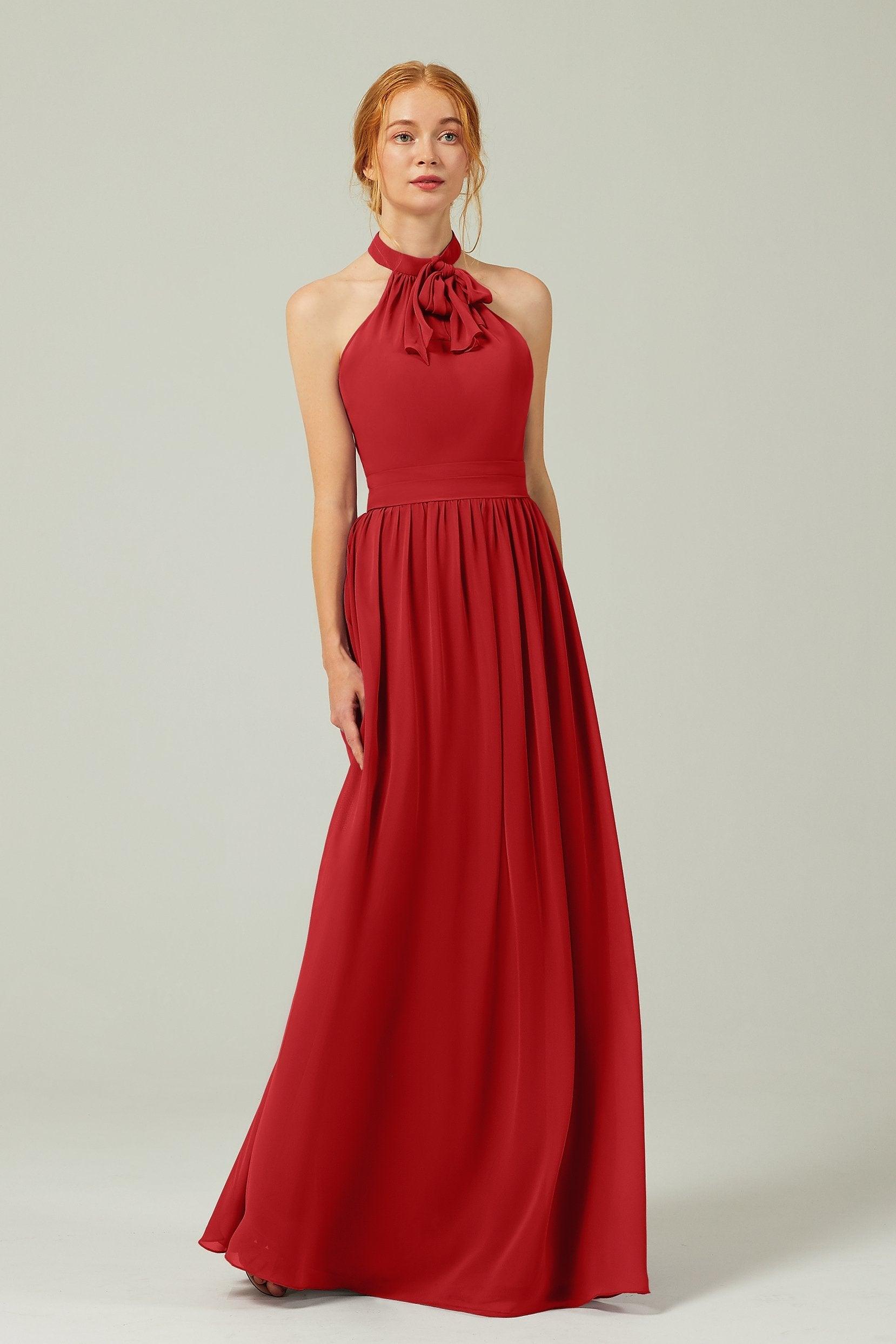 A-Line Floor Length Chiffon Bridesmaid Dress CB0295 - COCOMELODY