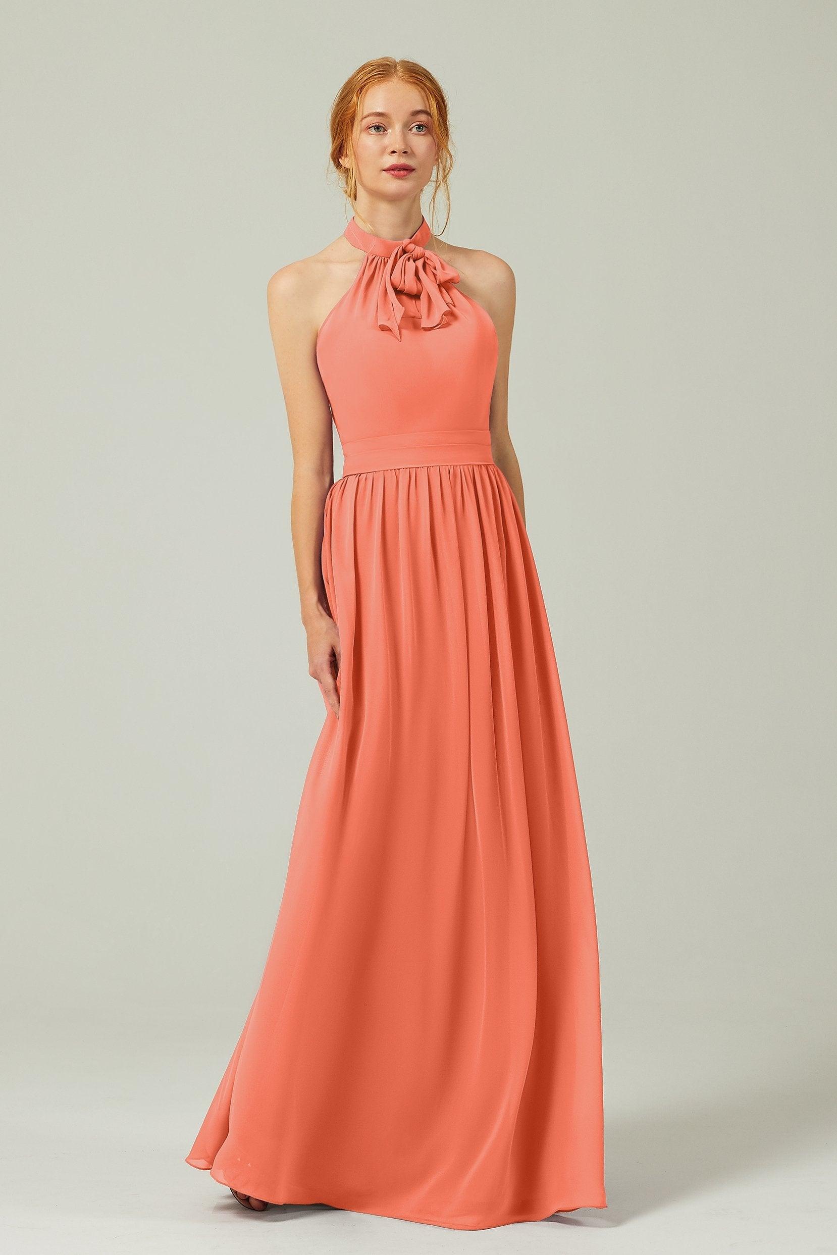 A-Line Floor Length Chiffon Bridesmaid Dress CB0295 - COCOMELODY