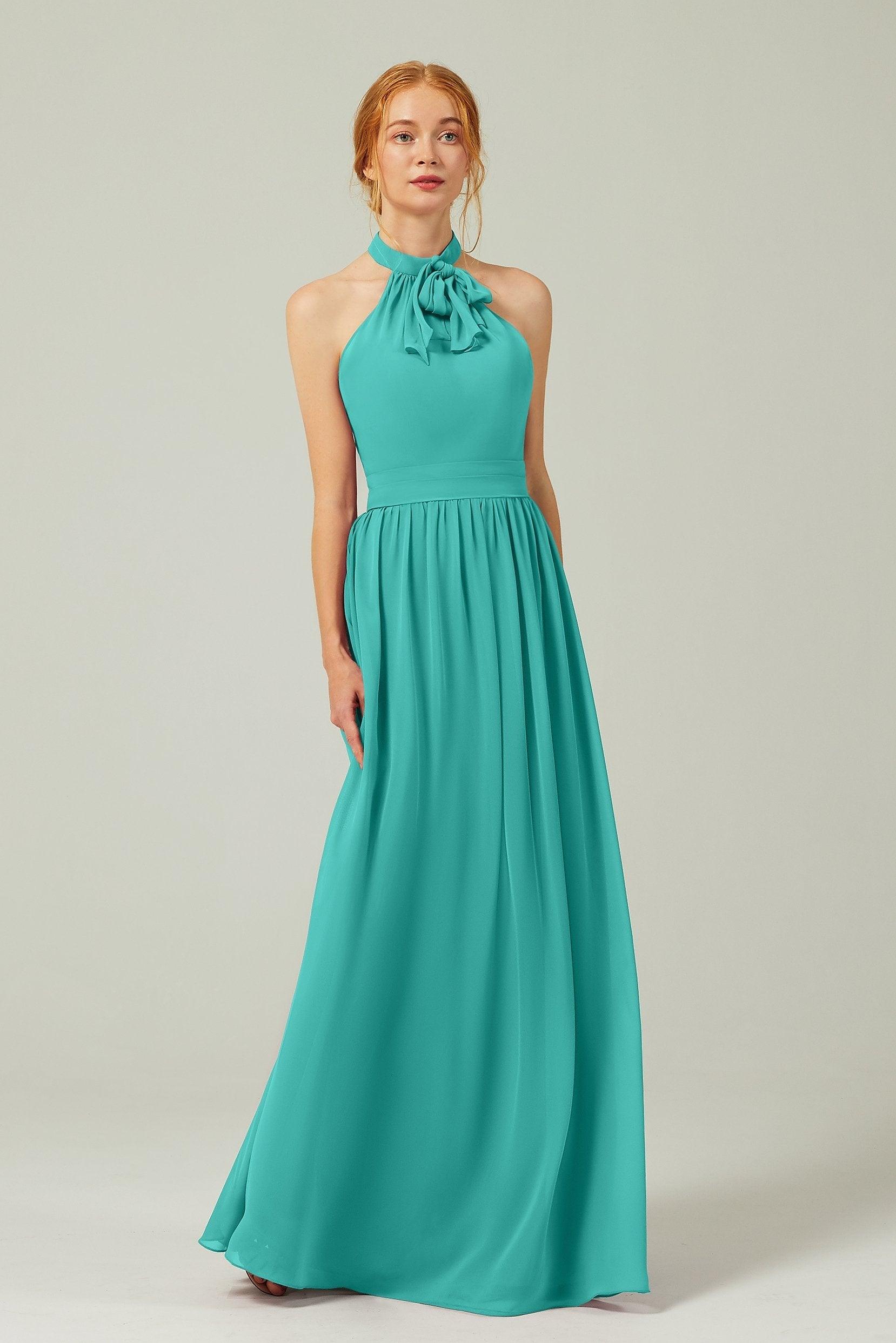 A-Line Floor Length Chiffon Bridesmaid Dress CB0295 - COCOMELODY