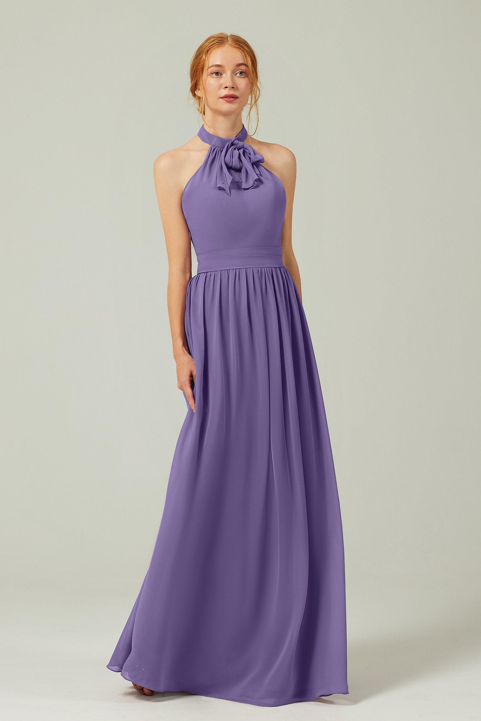 A-Line Floor Length Chiffon Bridesmaid Dress CB0295 - COCOMELODY