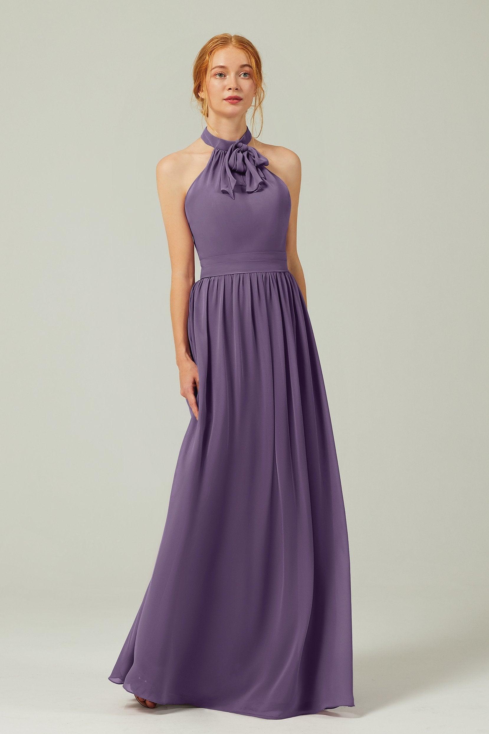 A-Line Floor Length Chiffon Bridesmaid Dress CB0295 - COCOMELODY
