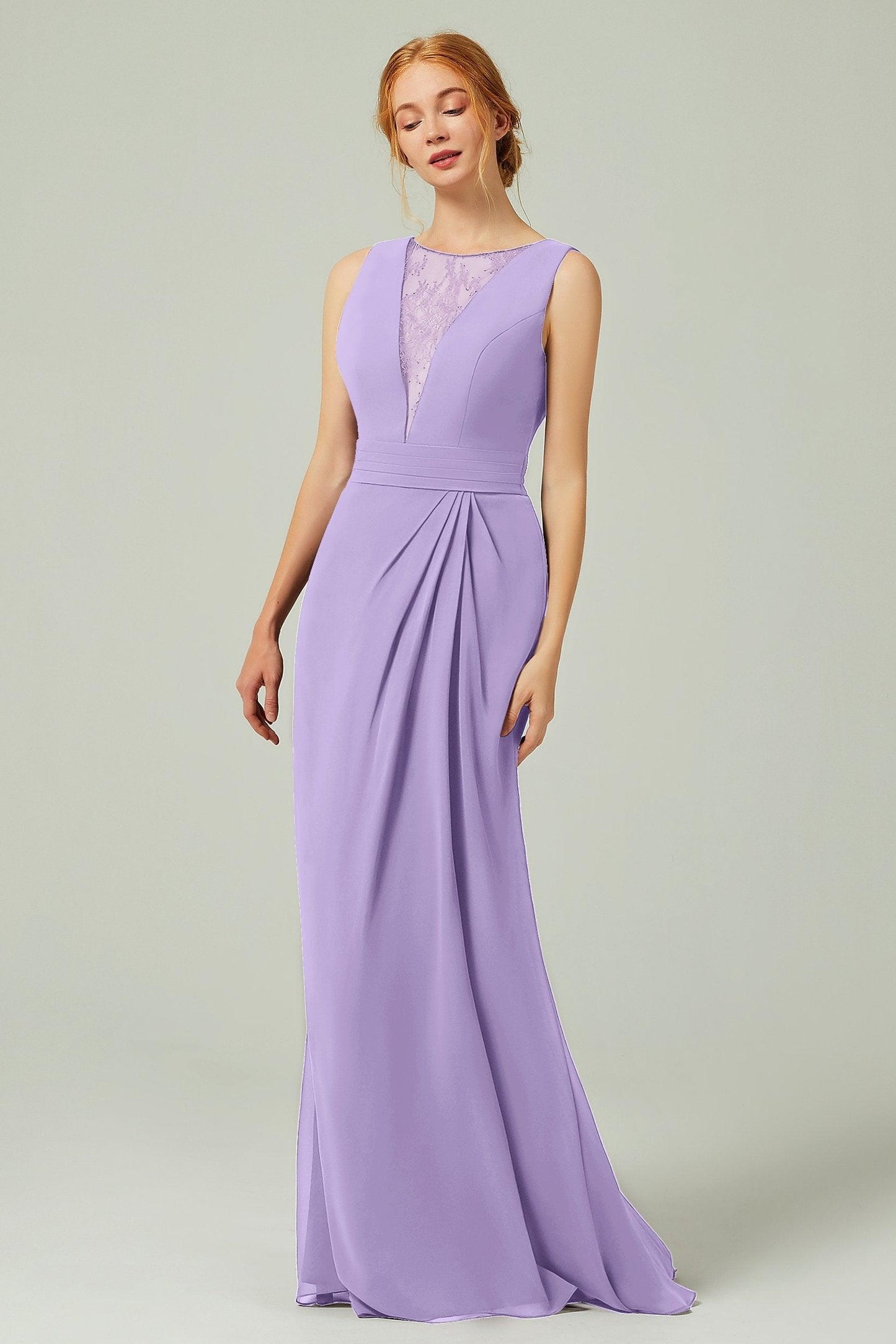 Sheath-Column Floor Length Chiffon Bridesmaid Dress Formal Dresses CB0297 - COCOMELODY