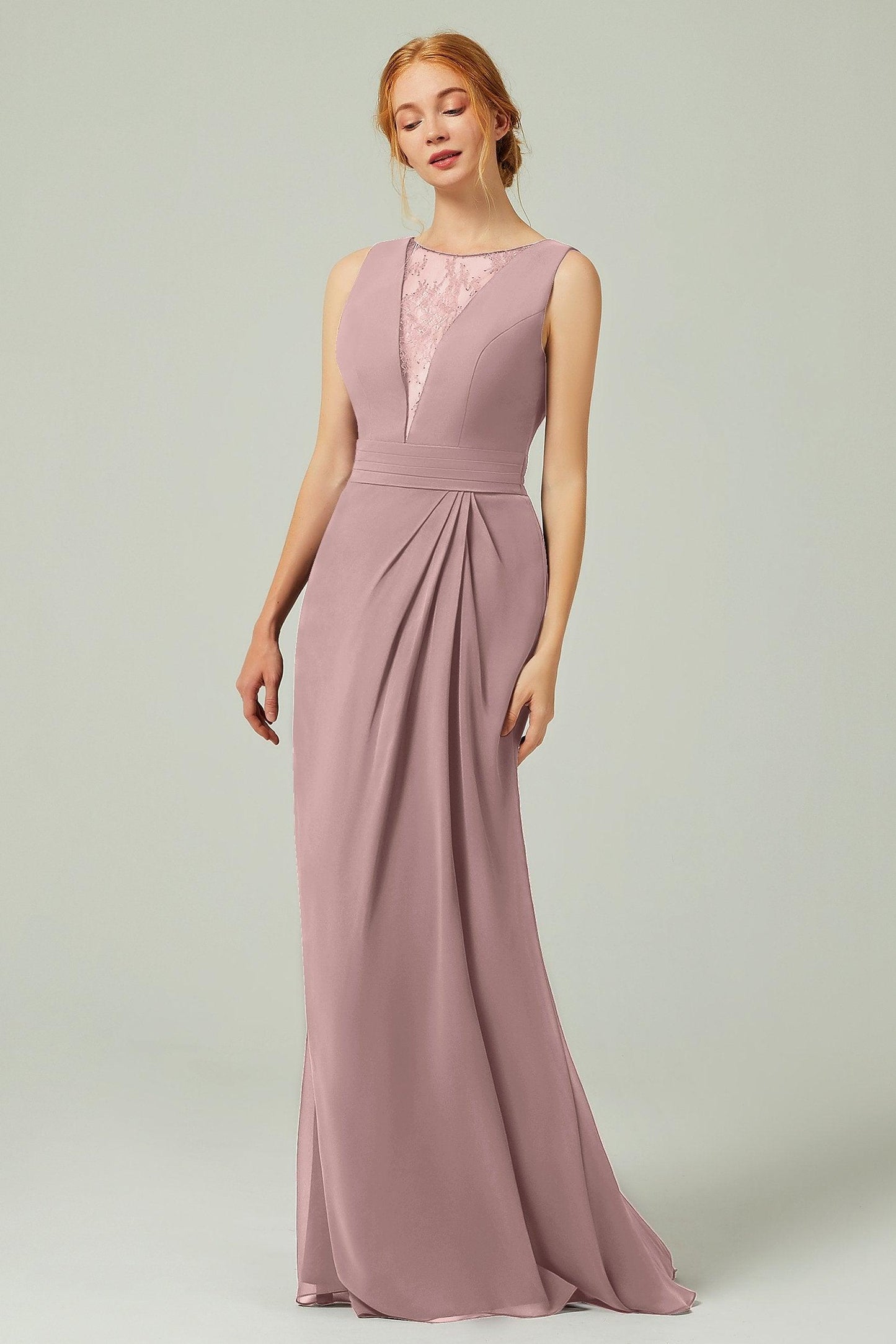 Sheath-Column Floor Length Chiffon Bridesmaid Dress Formal Dresses CB0297 - COCOMELODY