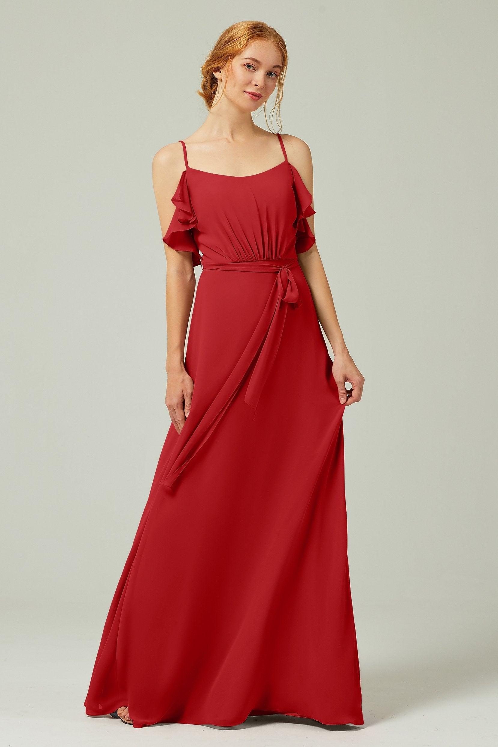 A-Line Floor Length Chiffon Bridesmaid Dress CB0299 - COCOMELODY