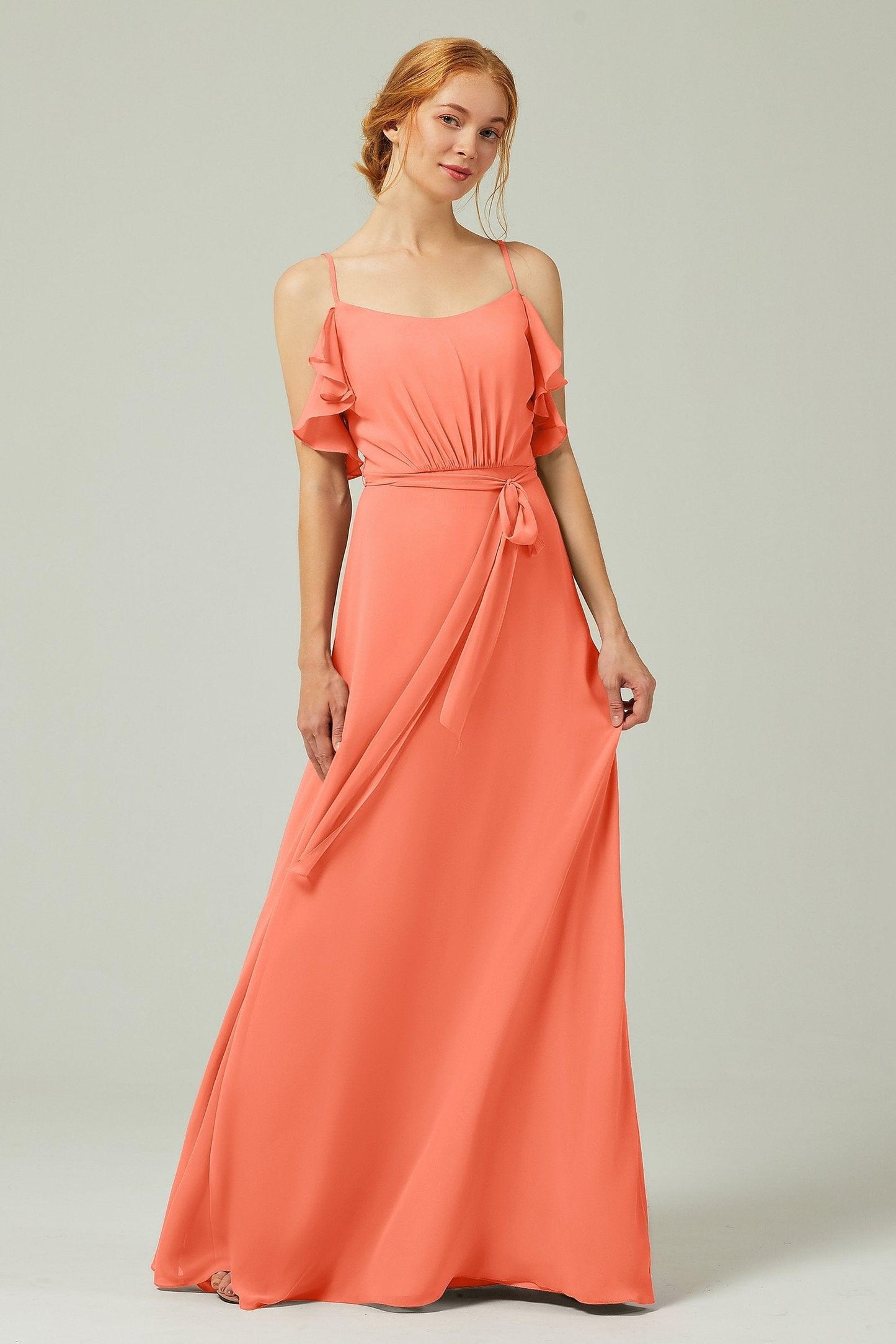 A-Line Floor Length Chiffon Bridesmaid Dress CB0299 - COCOMELODY