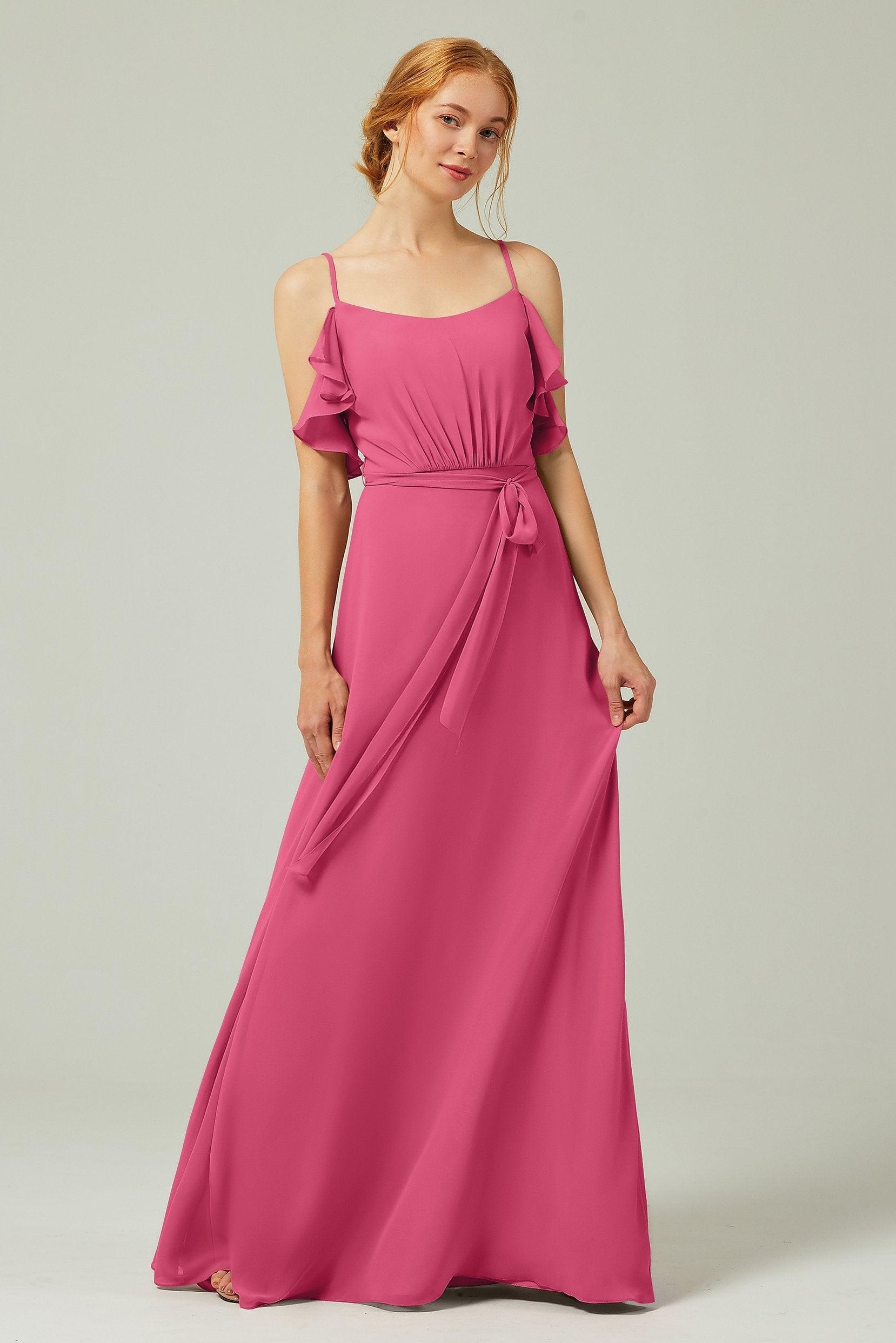 A-Line Floor Length Chiffon Bridesmaid Dress CB0299 - COCOMELODY