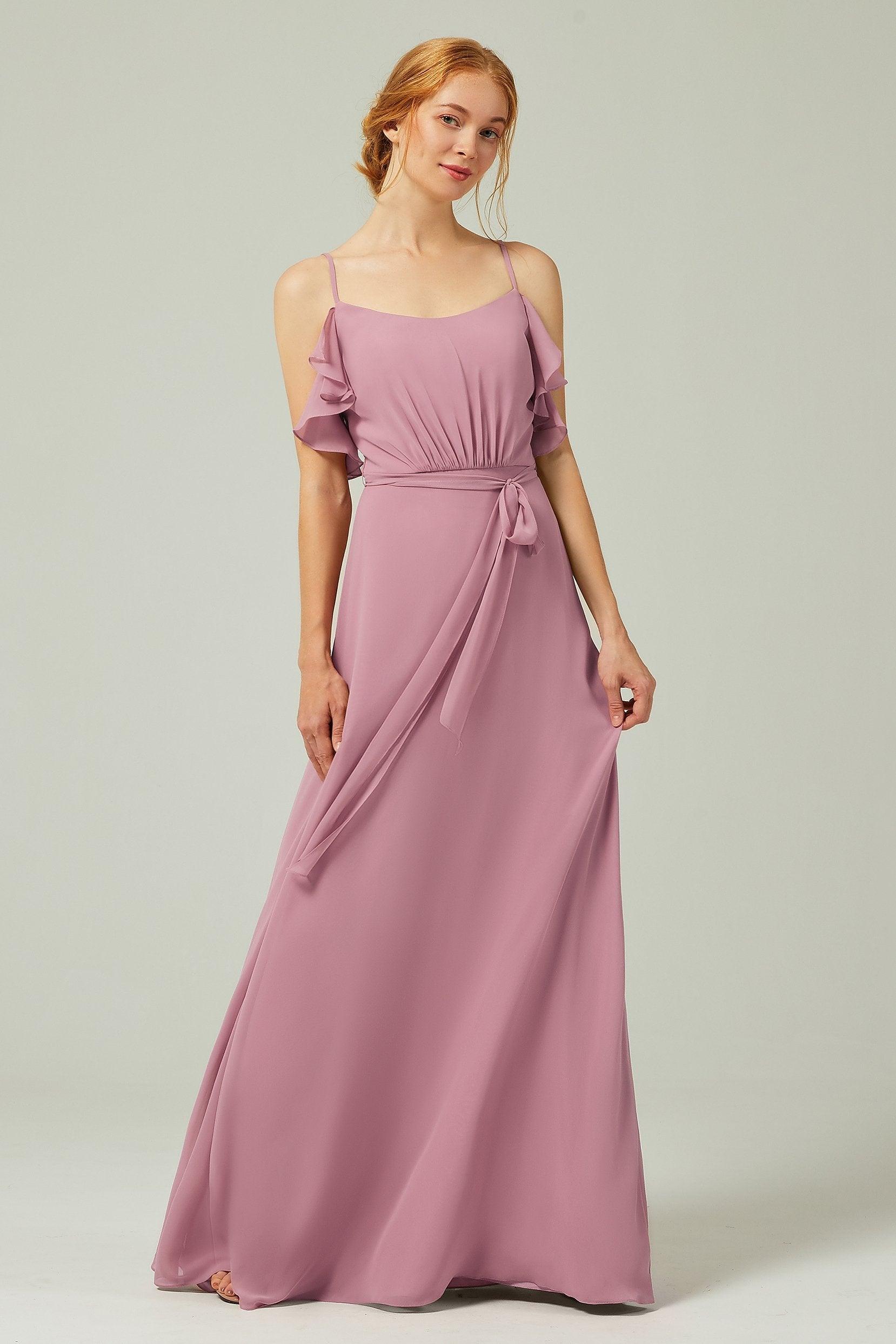 A-Line Floor Length Chiffon Bridesmaid Dress CB0299 - COCOMELODY