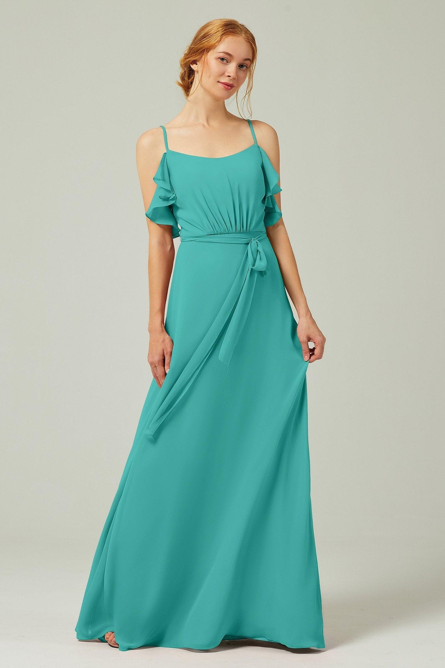 A-Line Floor Length Chiffon Bridesmaid Dress CB0299 - COCOMELODY
