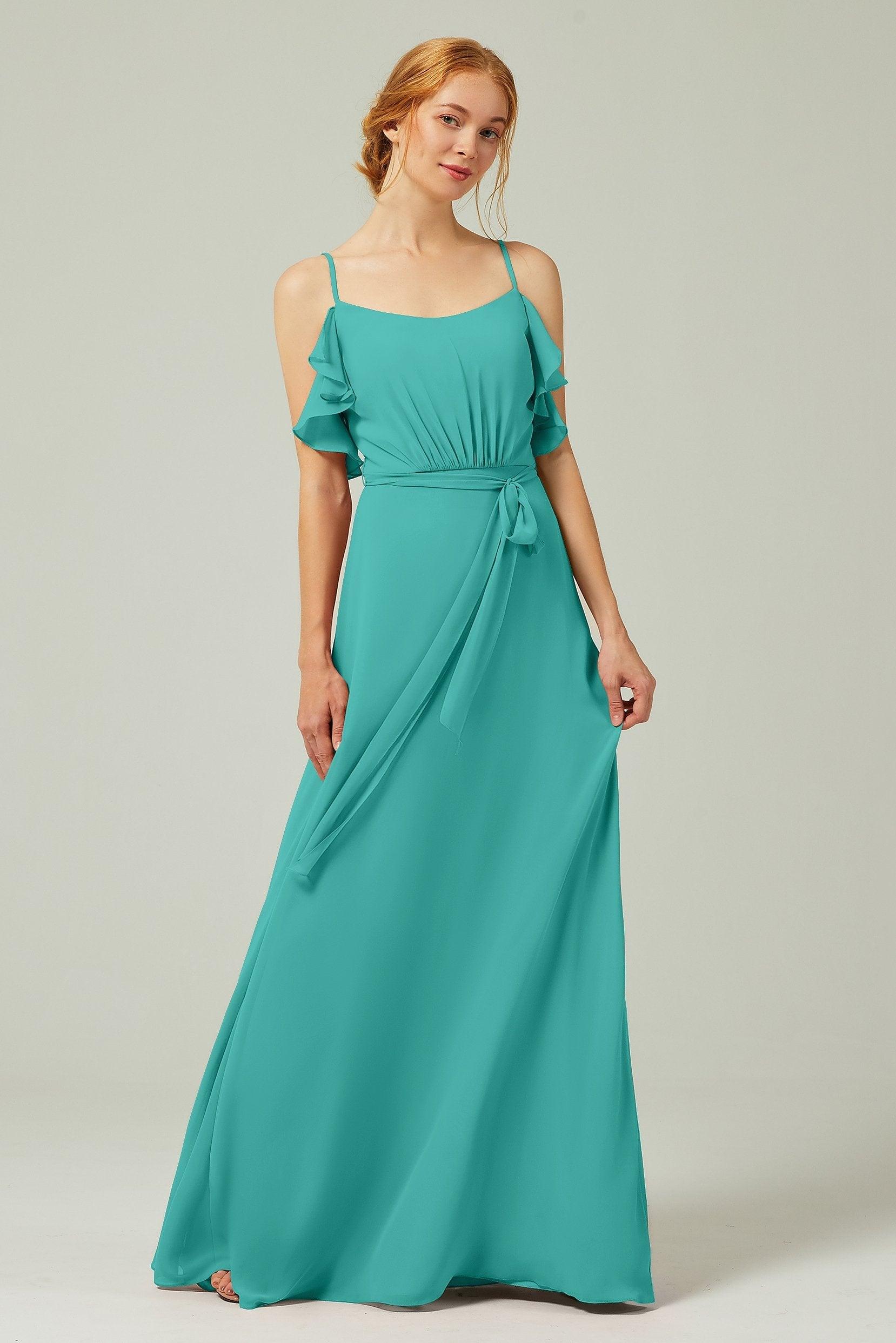 A-Line Floor Length Chiffon Bridesmaid Dress CB0299 - COCOMELODY