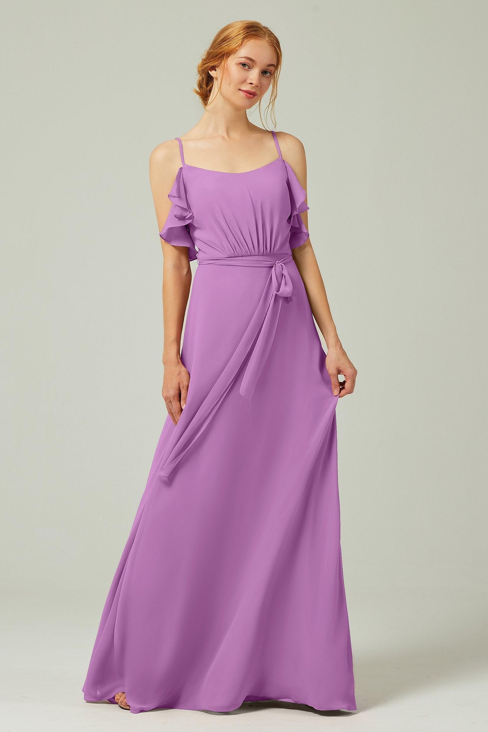 A-Line Floor Length Chiffon Bridesmaid Dress CB0299 - COCOMELODY