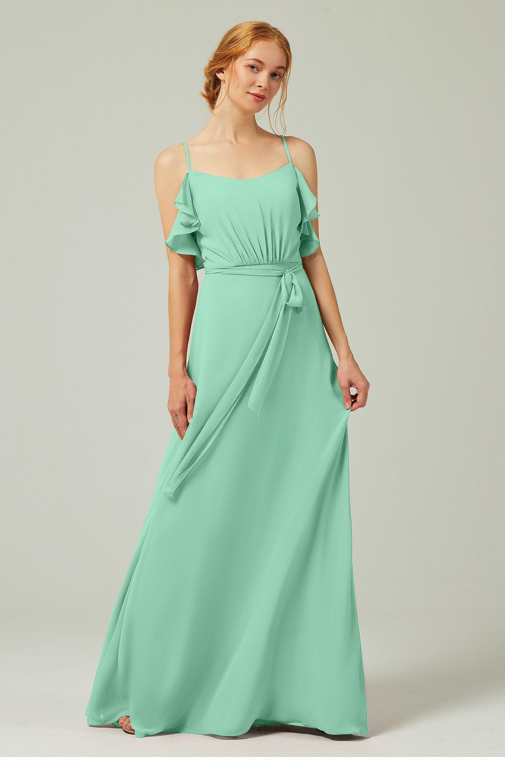 A-Line Floor Length Chiffon Bridesmaid Dress CB0299 - COCOMELODY