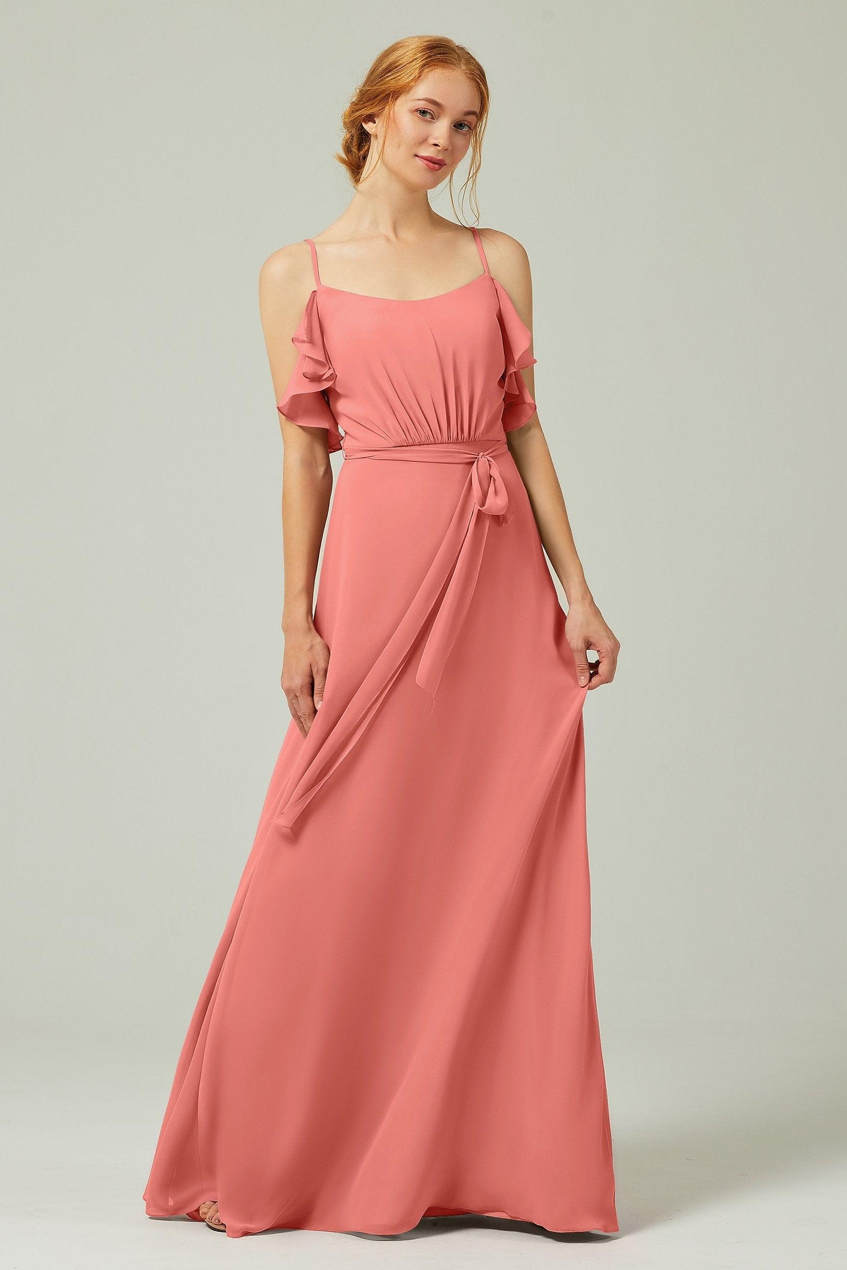 A-Line Floor Length Chiffon Bridesmaid Dress CB0299 - COCOMELODY