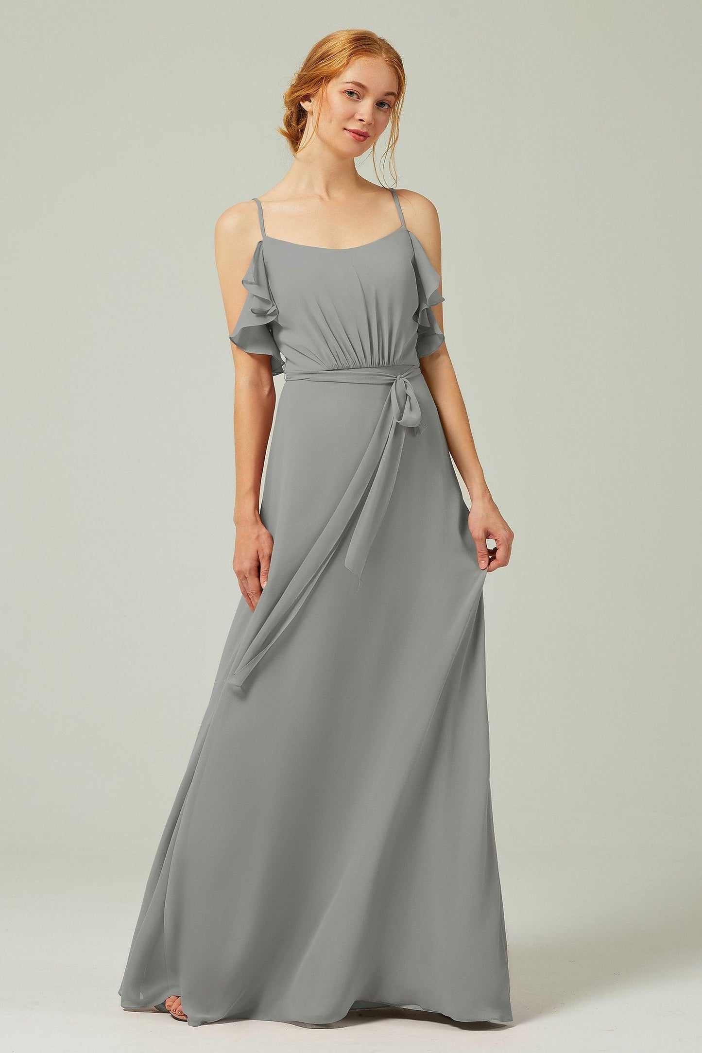 A-Line Floor Length Chiffon Bridesmaid Dress CB0299 - COCOMELODY