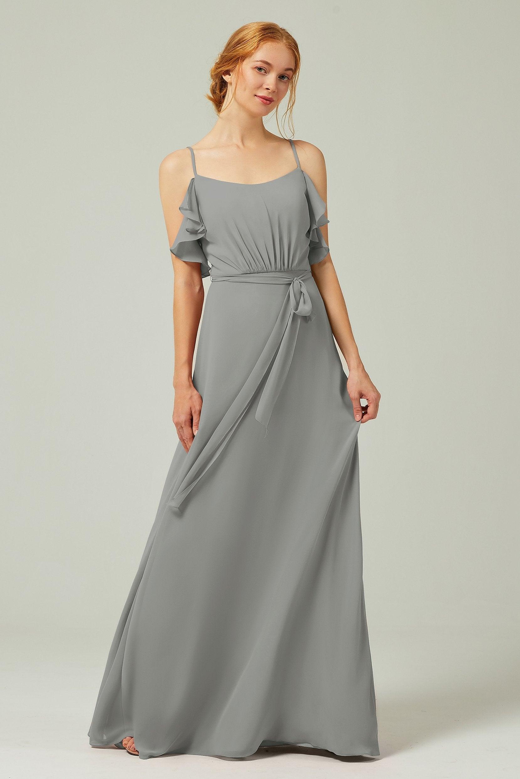 A-Line Floor Length Chiffon Bridesmaid Dress CB0299 - COCOMELODY