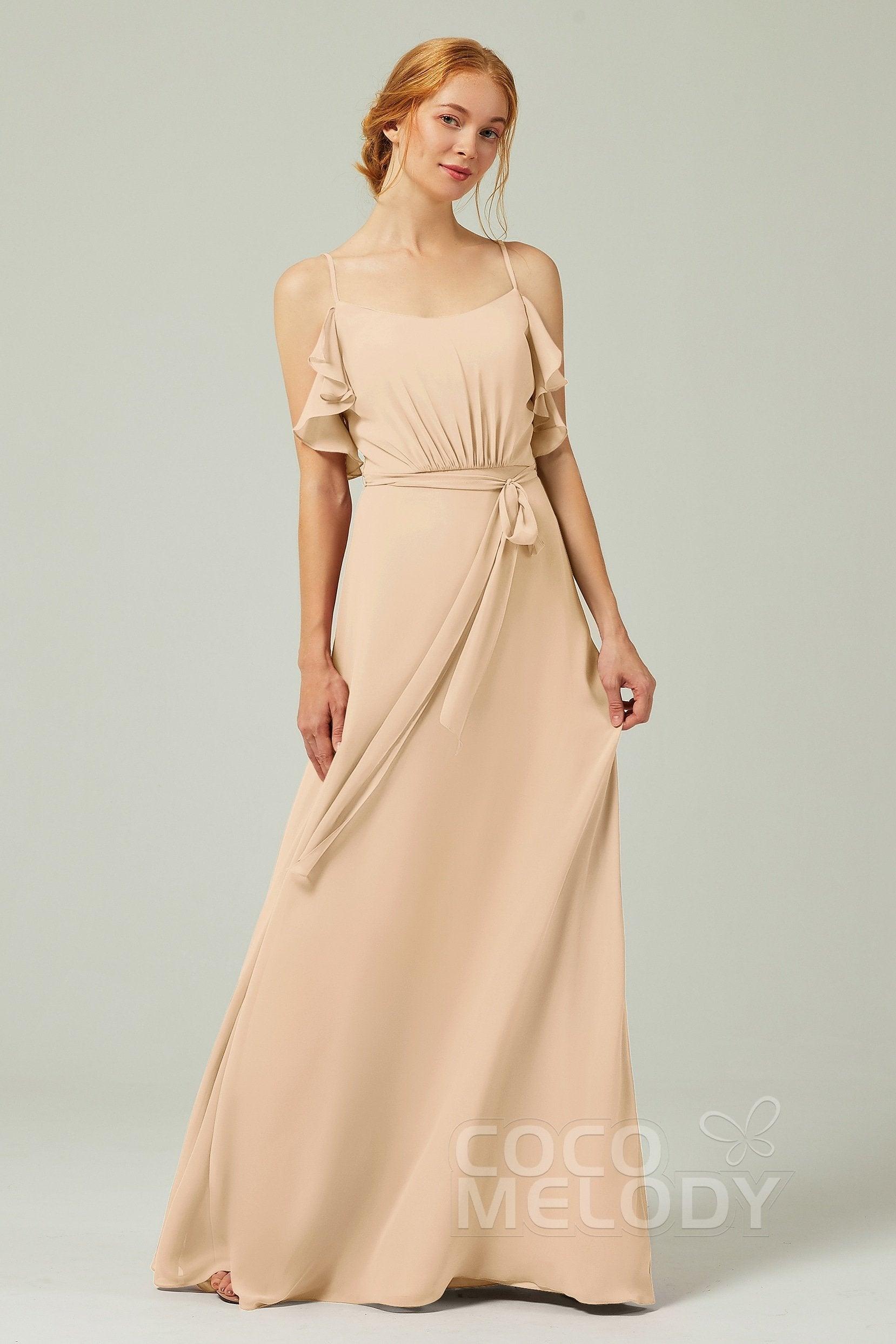 A-Line Floor Length Chiffon Bridesmaid Dress CB0299 - COCOMELODY