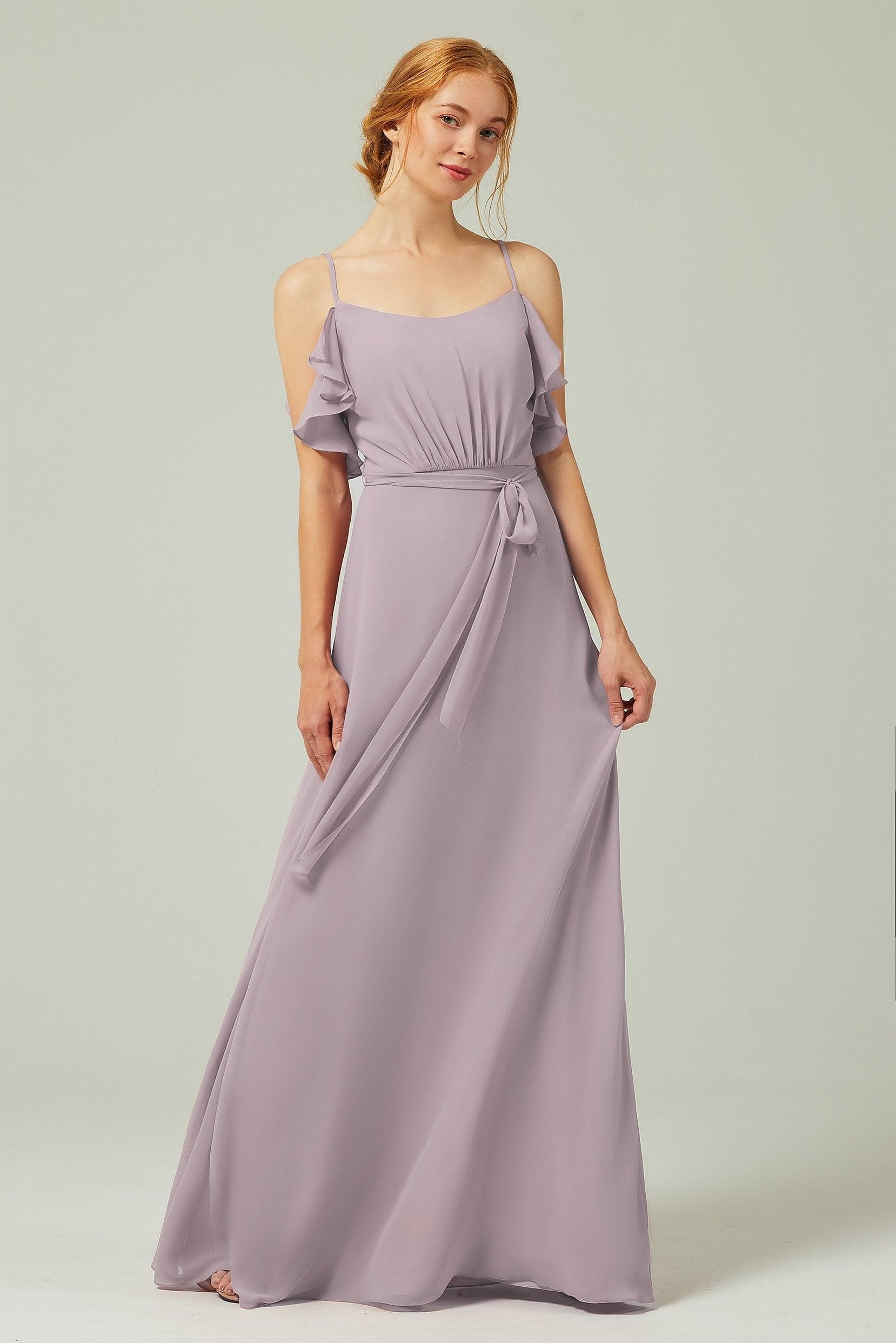 A-Line Floor Length Chiffon Bridesmaid Dress CB0299 - COCOMELODY