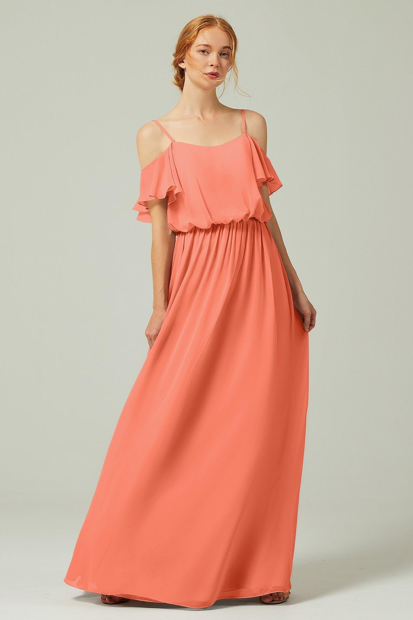 A-Line Floor Length Chiffon Bridesmaid Dress CB0300 - COCOMELODY