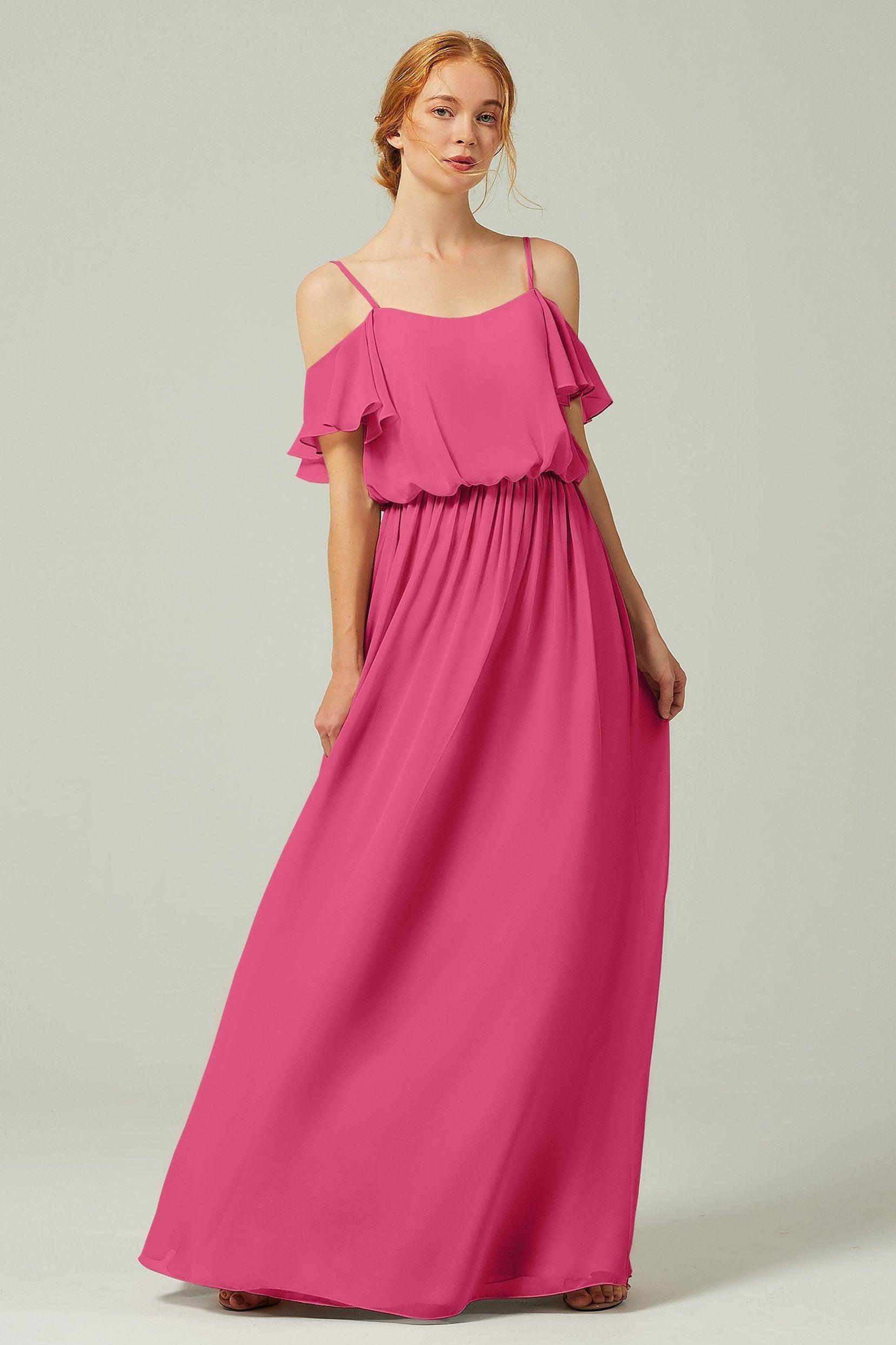 A-Line Floor Length Chiffon Bridesmaid Dress CB0300 - COCOMELODY