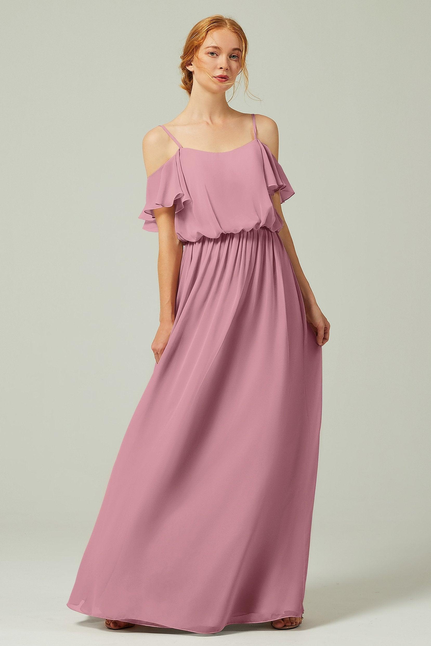 A-Line Floor Length Chiffon Bridesmaid Dress CB0300 - COCOMELODY