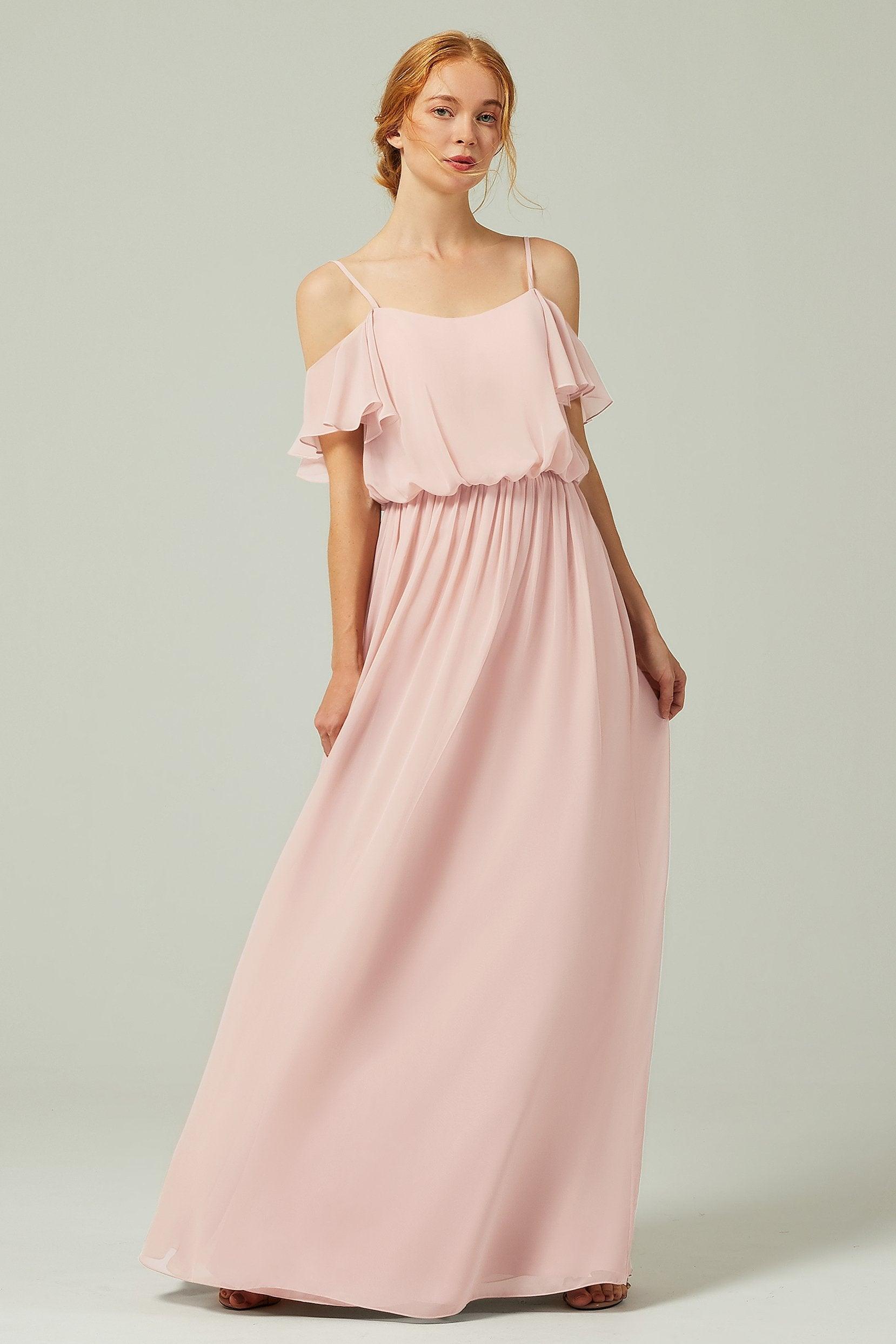 A-Line Floor Length Chiffon Bridesmaid Dress CB0300 - COCOMELODY