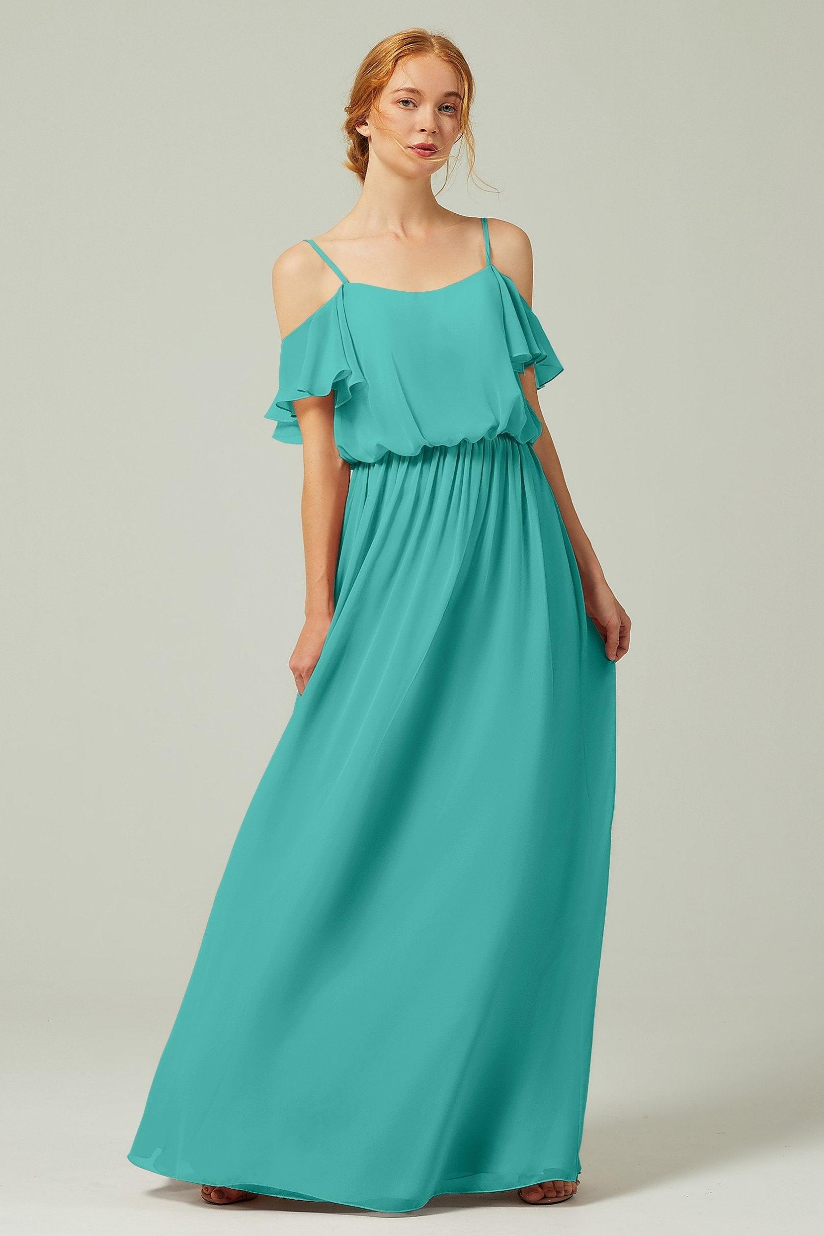 A-Line Floor Length Chiffon Bridesmaid Dress CB0300 - COCOMELODY