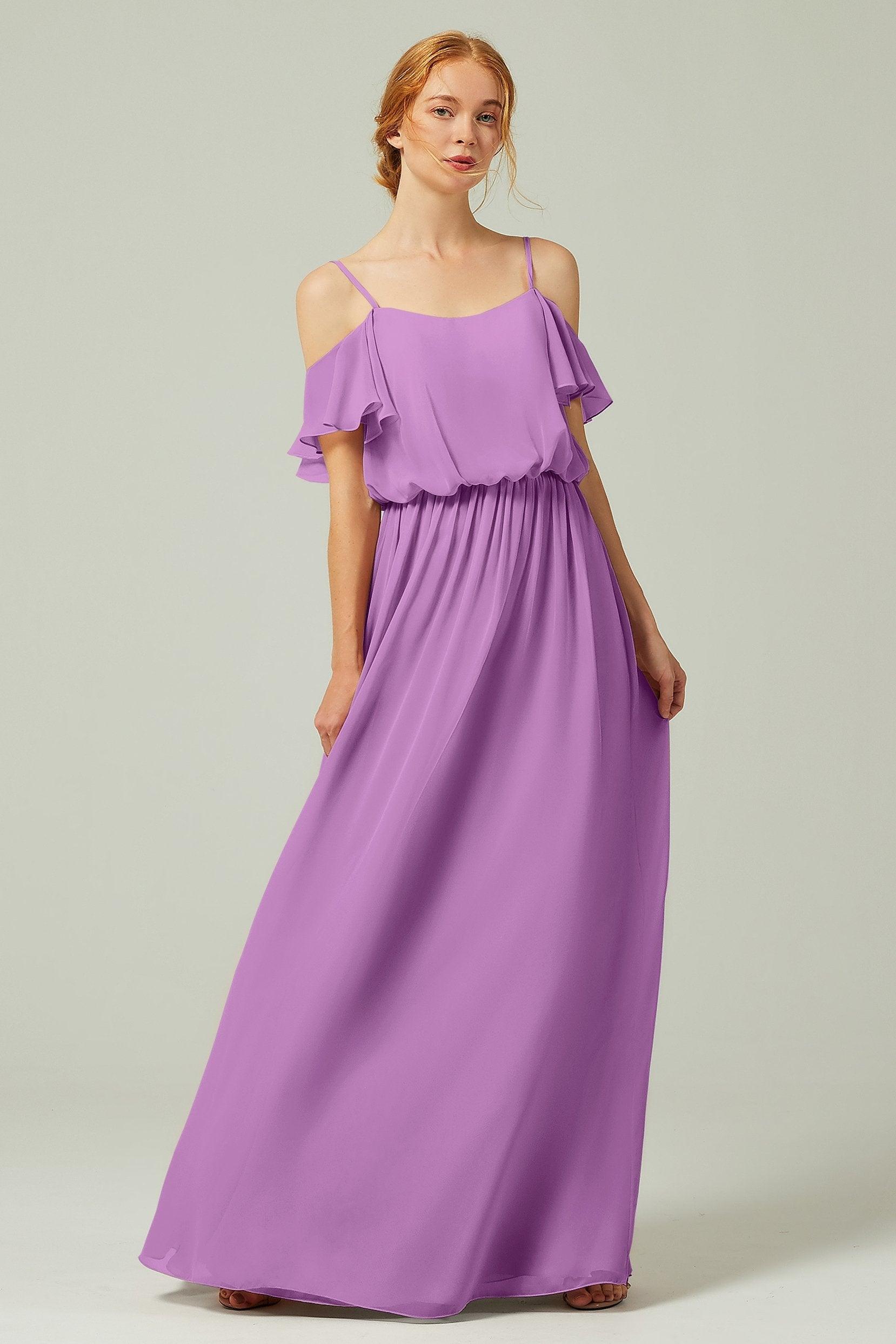 A-Line Floor Length Chiffon Bridesmaid Dress CB0300 - COCOMELODY