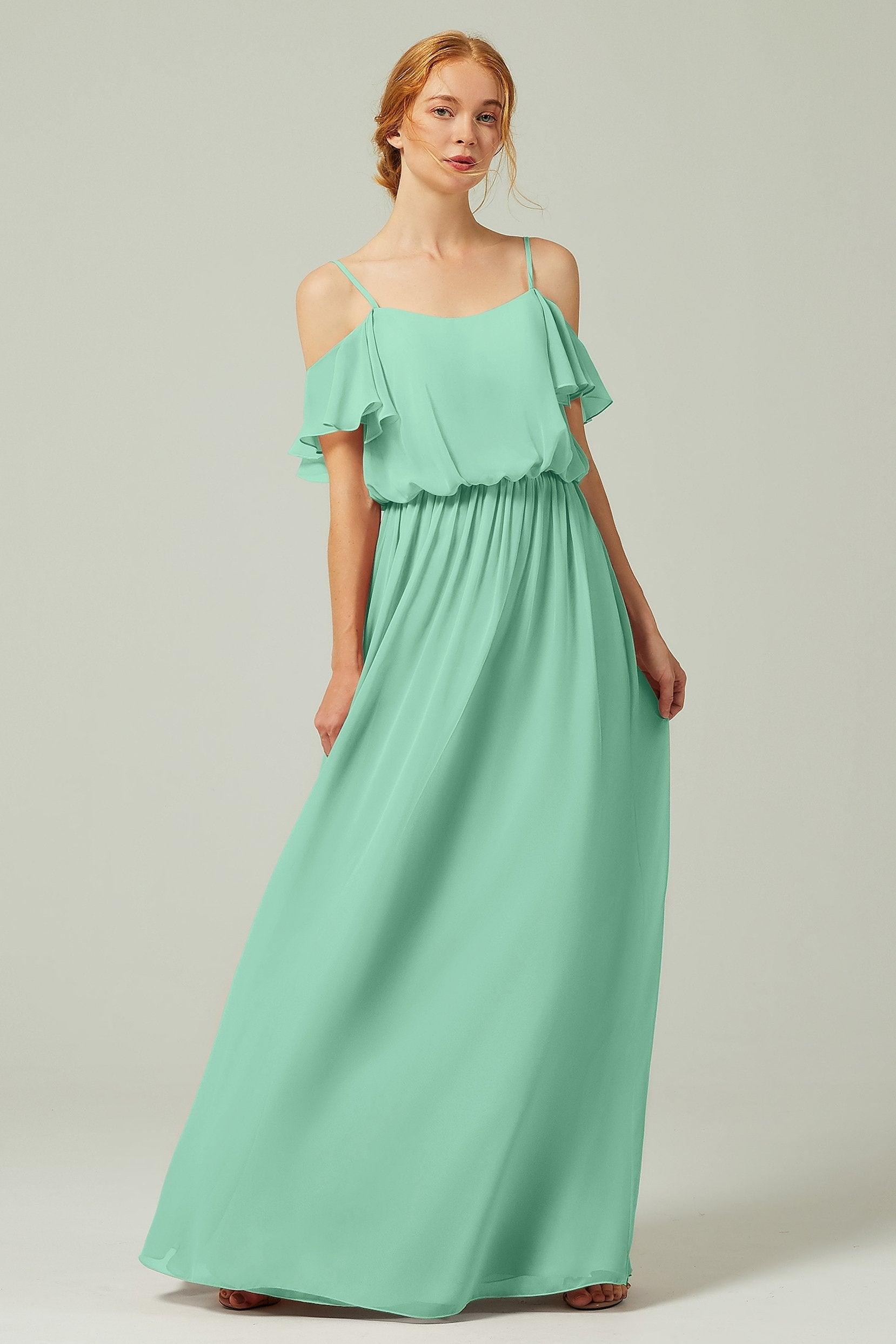 A-Line Floor Length Chiffon Bridesmaid Dress CB0300 - COCOMELODY