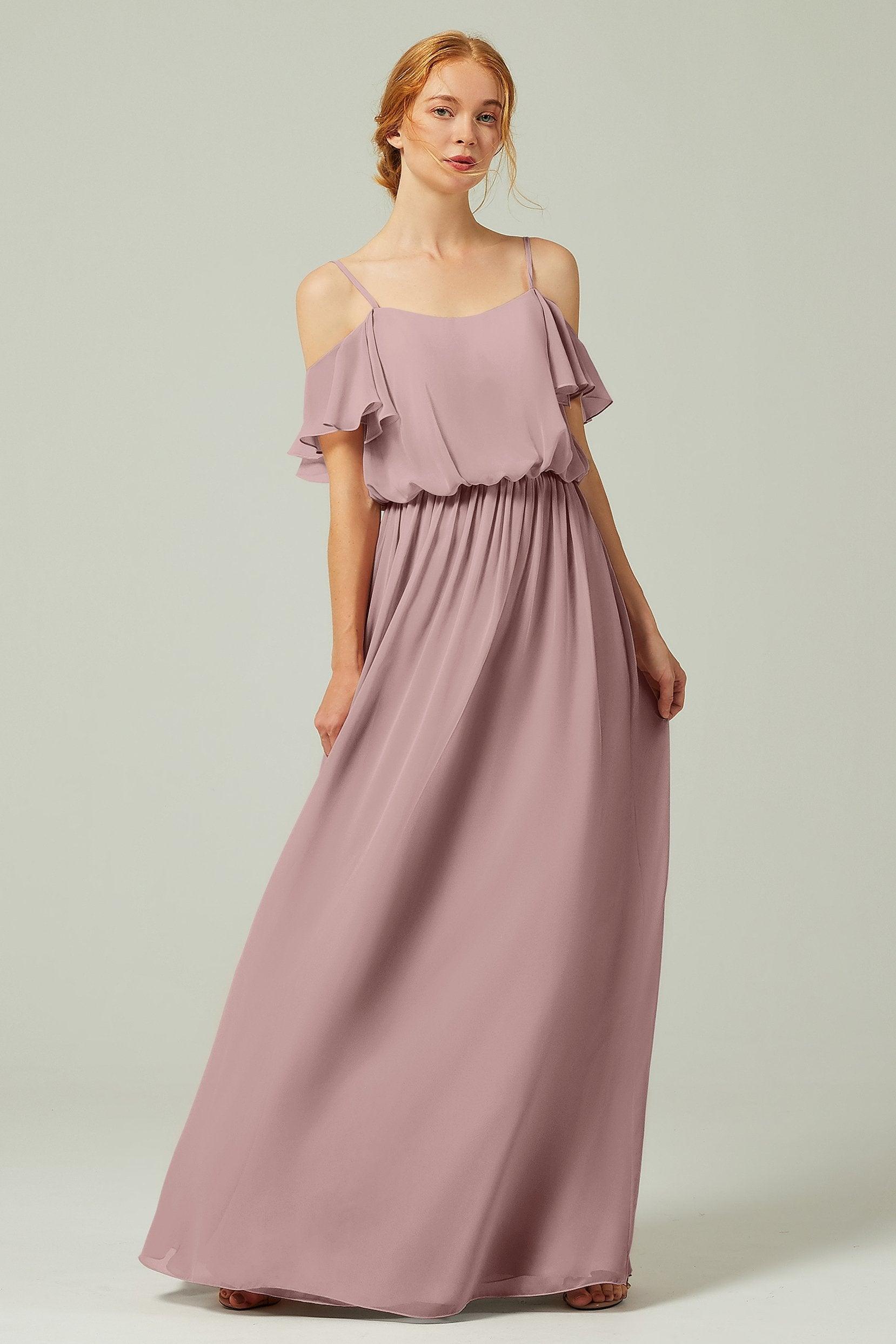 A-Line Floor Length Chiffon Bridesmaid Dress CB0300 - COCOMELODY