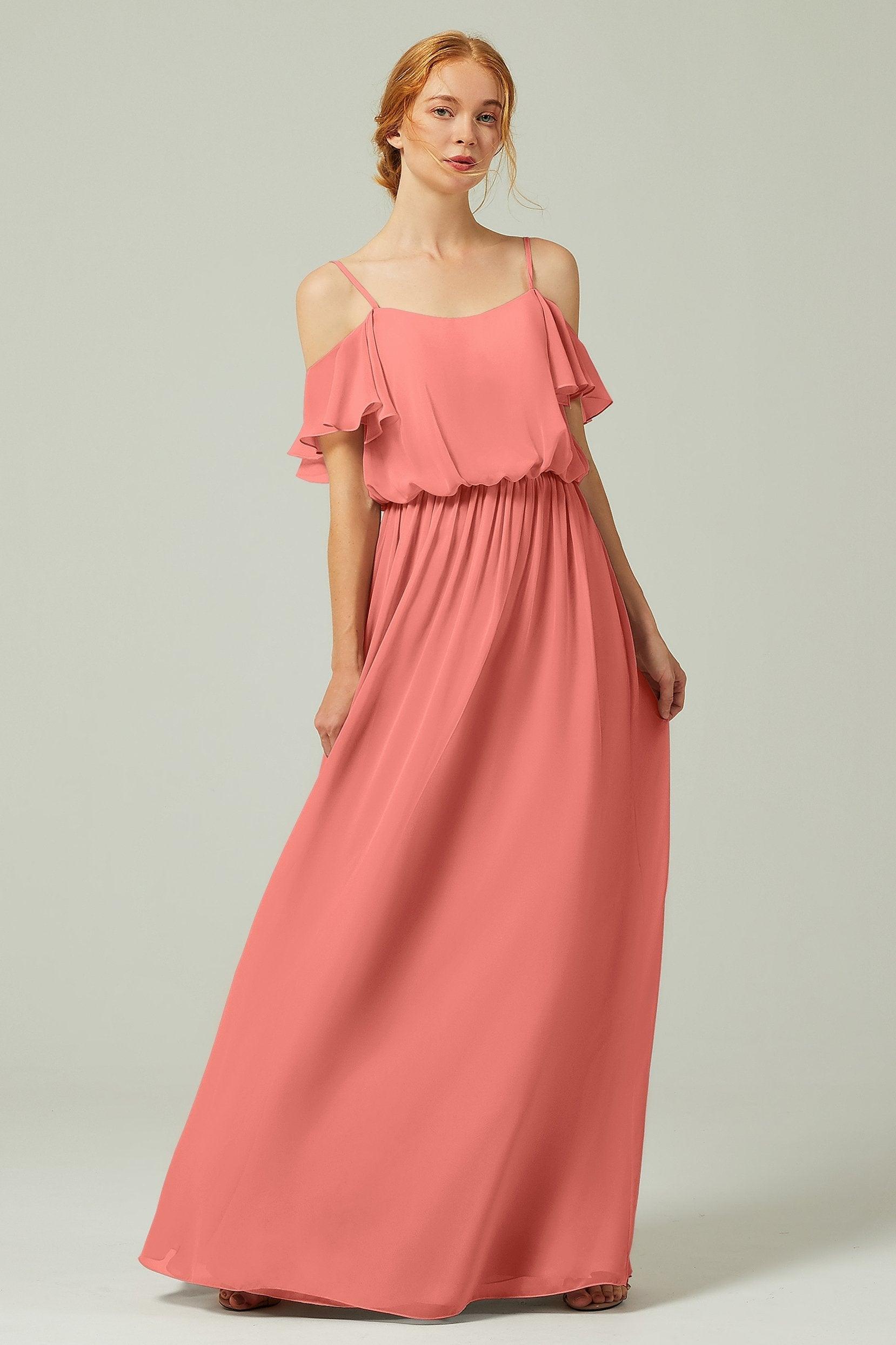 A-Line Floor Length Chiffon Bridesmaid Dress CB0300 - COCOMELODY